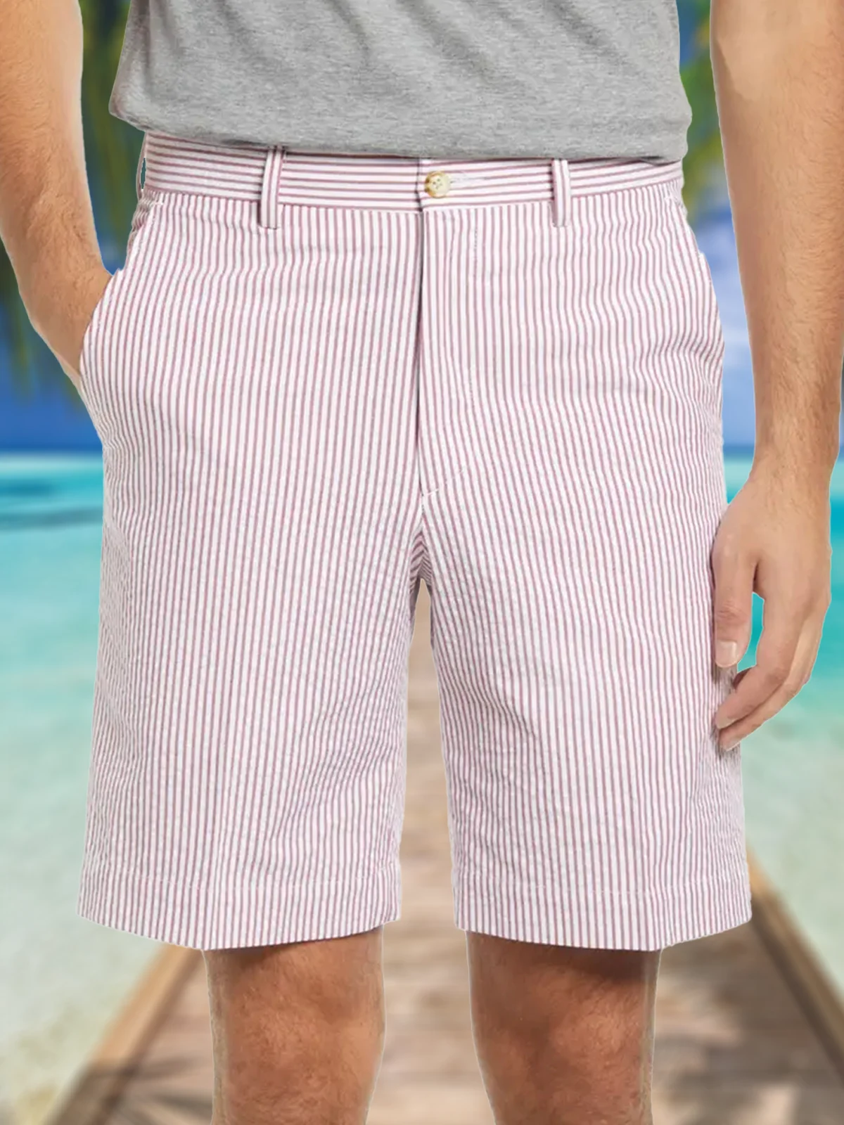Image of Striped Casual Bermuda Shorts