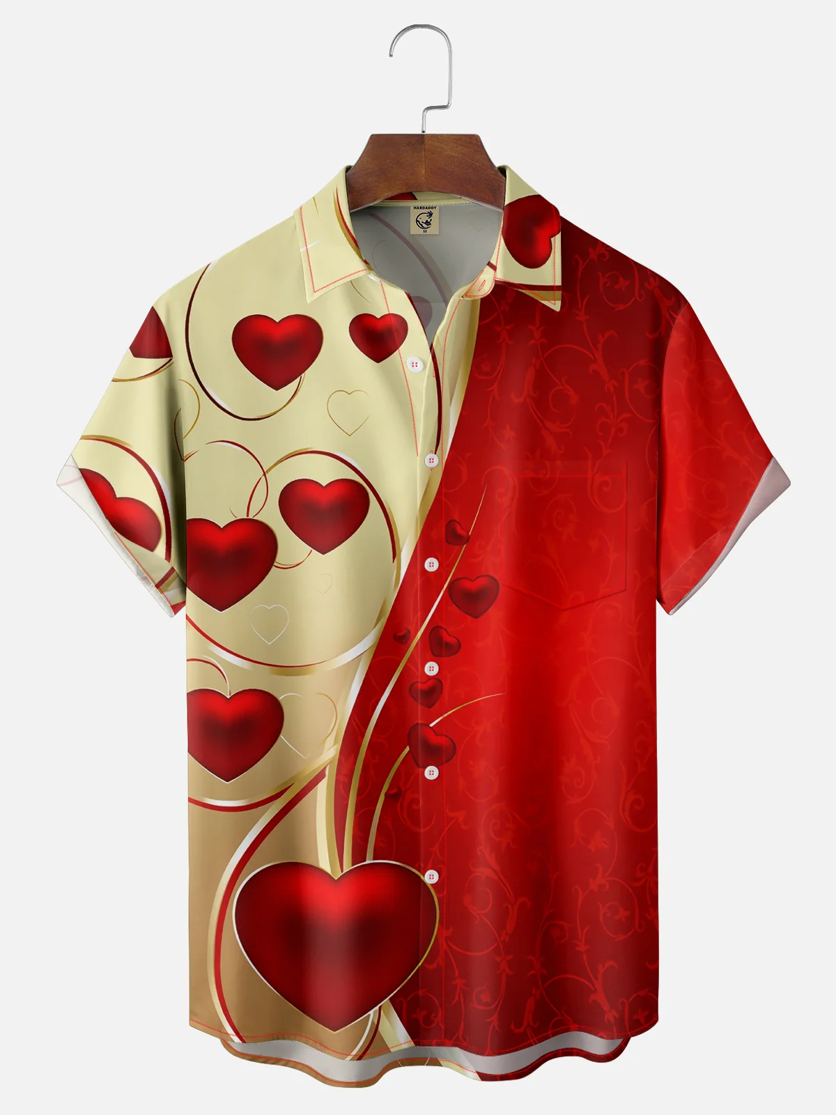 Image of St Valentine‘s Day Heart Chest Pocket Short Sleeve Shirt