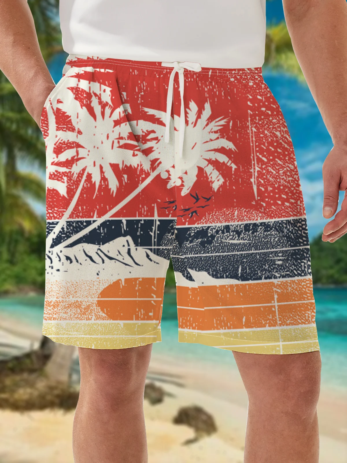 Image of Hawaiian Coconut Tree Print Bermuda