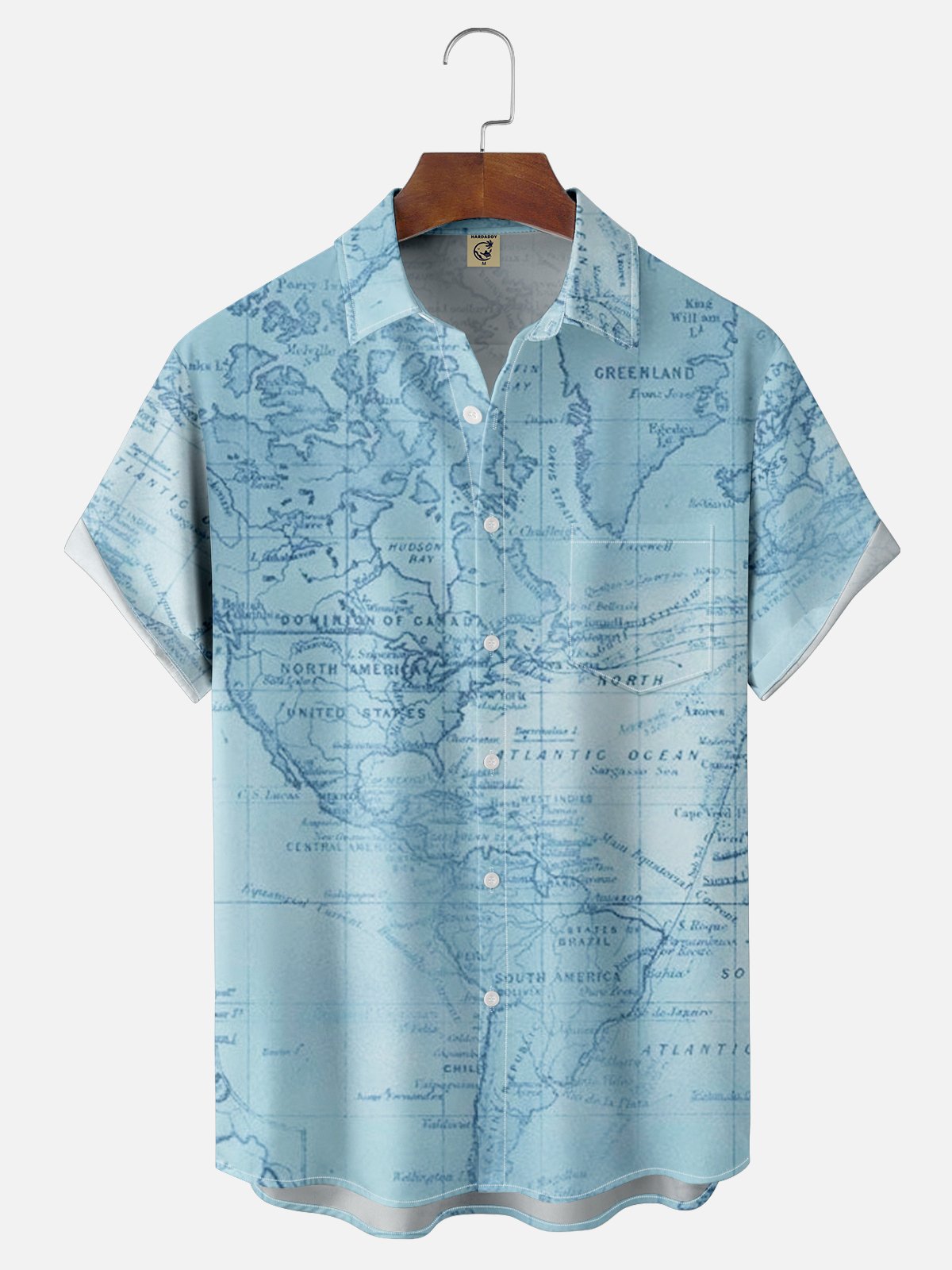 Image of Mens Navigation Map Printed Casual Short Sleeve Shirt