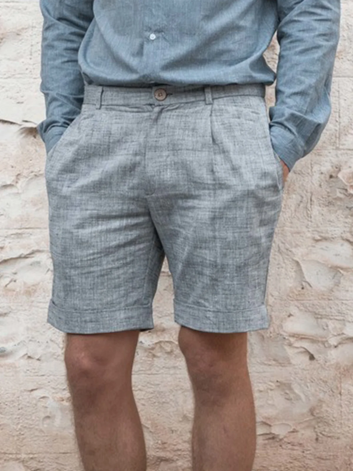 Image of Plain Cotton Casual Bermuda Shorts