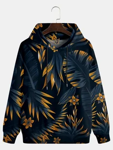 Image of Botanical Pattem Hoodie Sweatshirt