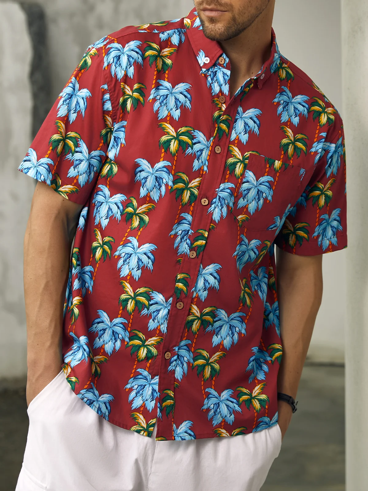 Image of Hardaddy® Cotton Palm Tree Oxford Shirt