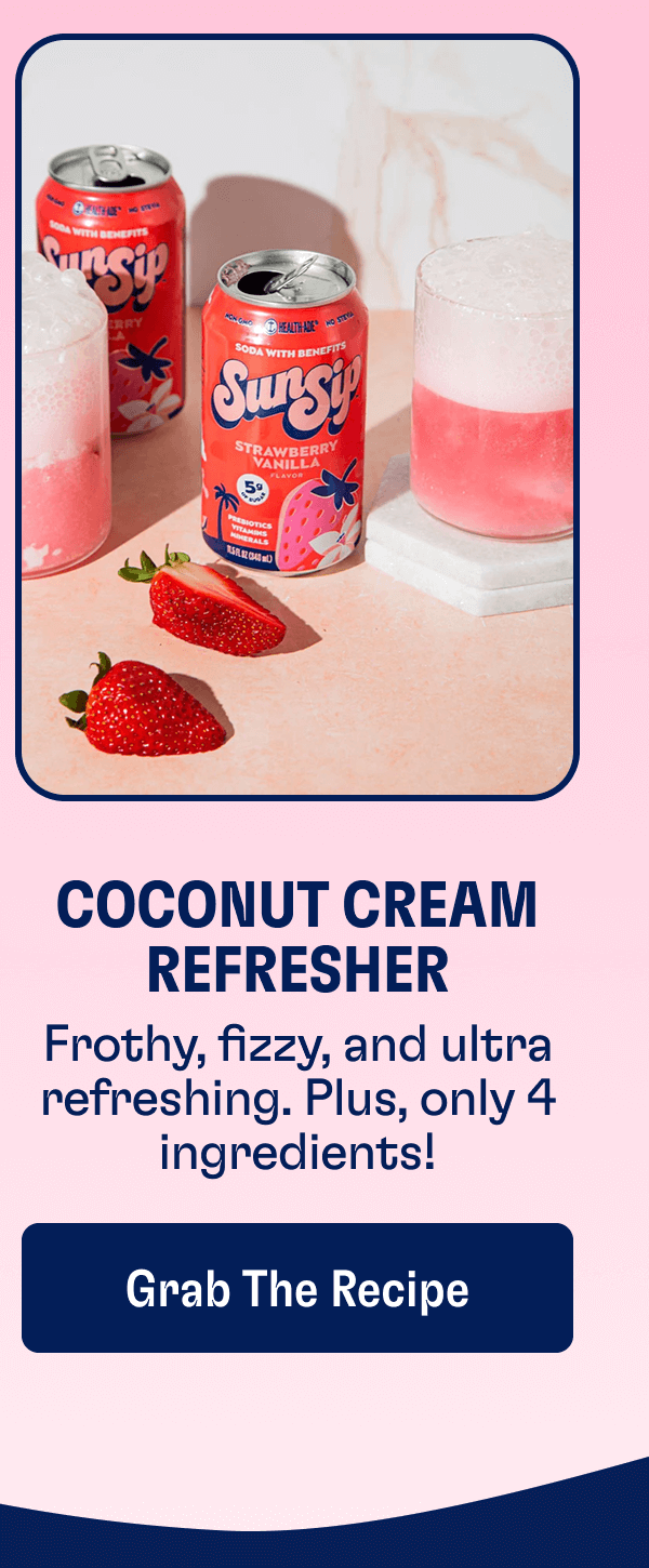 Coconut Cream Refresher - Frothy, fizzy, and ultra refreshing. Plus, only 4 ingredients! | Grab the Recipe