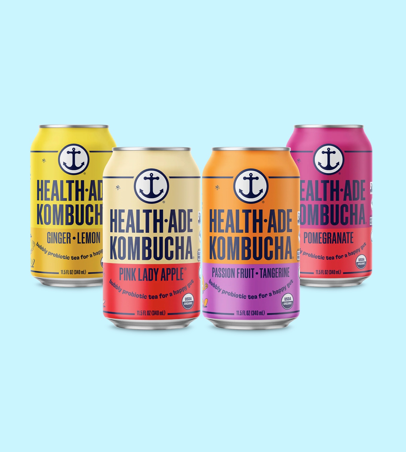 3 Health-Ade Kombucha cans