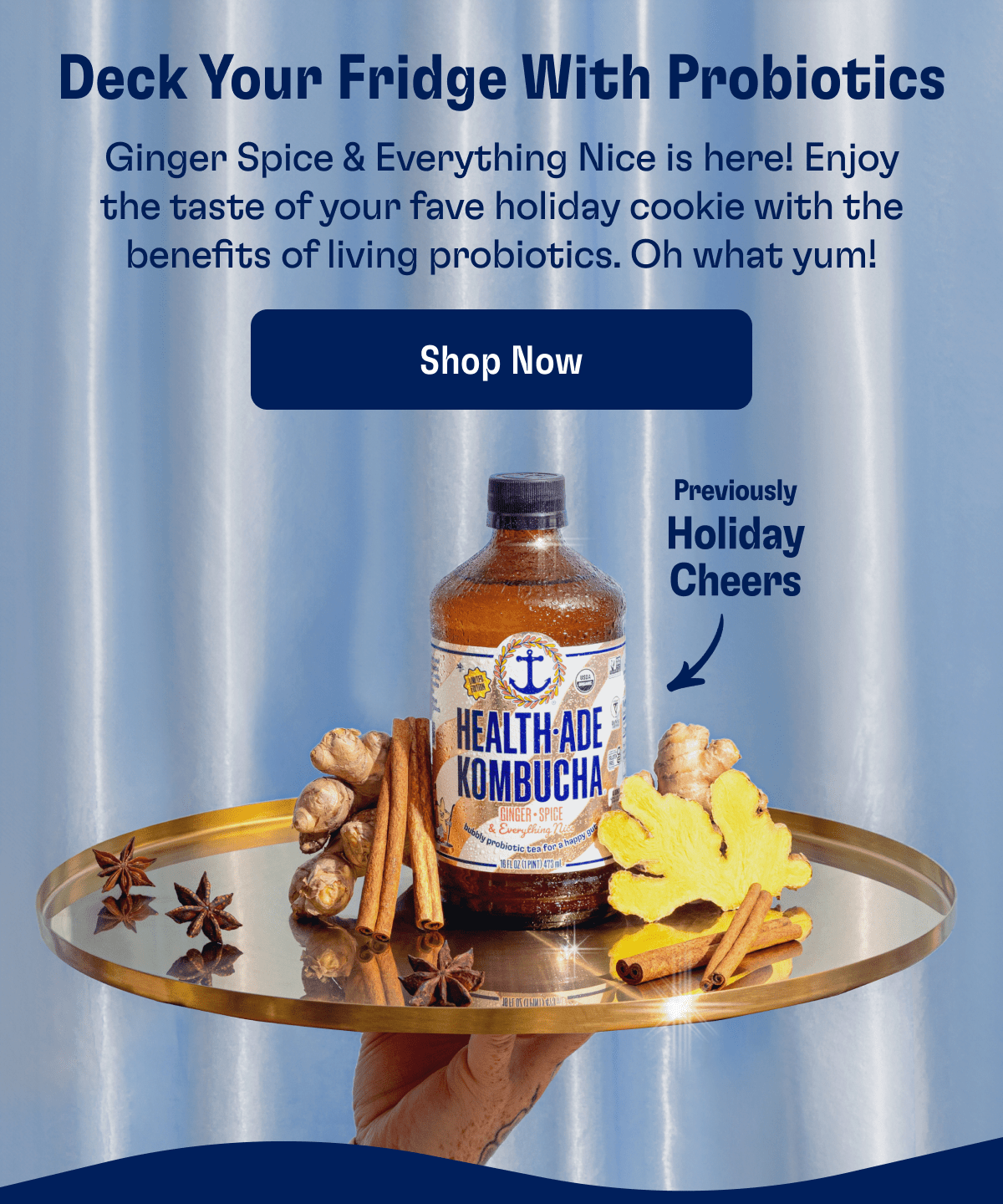 Deck Your Fridge With Probiotics | Ginger Spice & Everything Nice is here! Enjoy the taste of your fave holiday cookie with the benefits of living probiotics. Oh what yum! | Shop Now | Previously Holiday Cheers