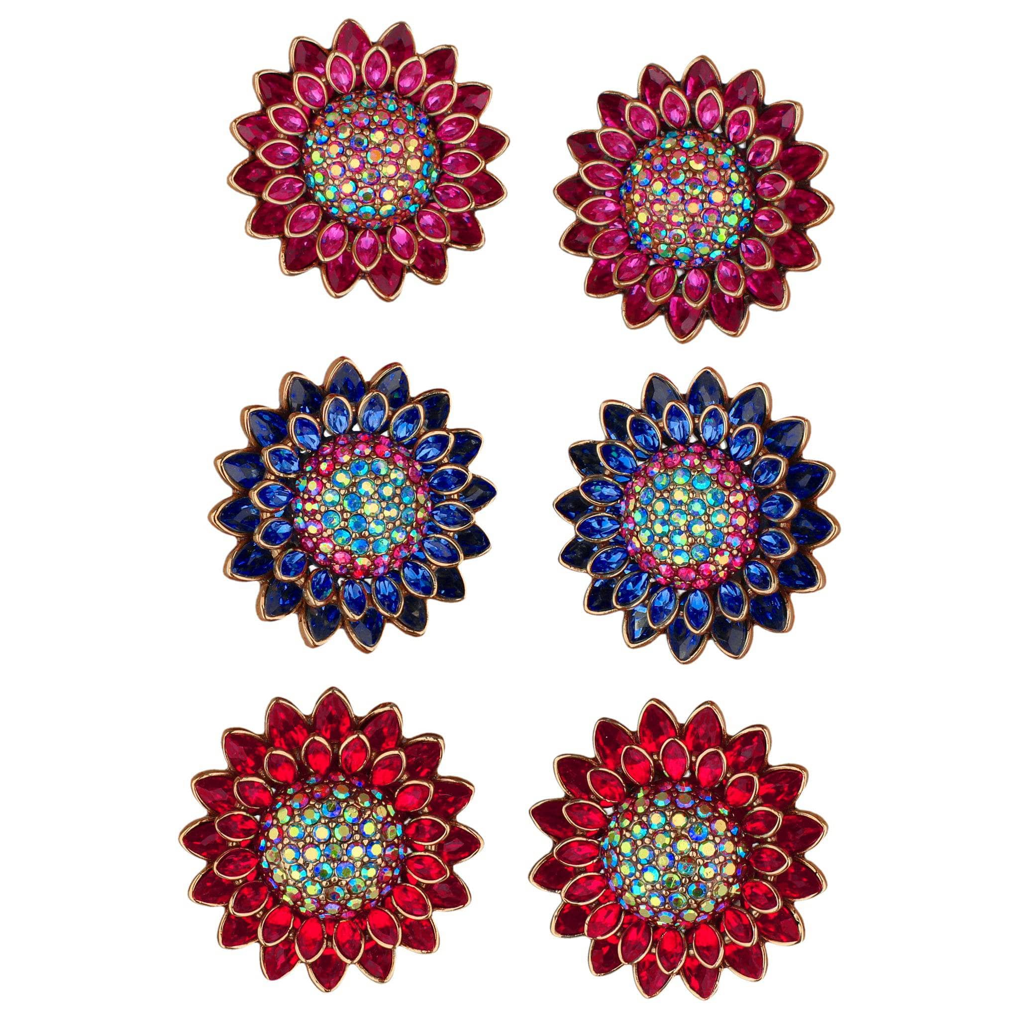 Image of HEIDI DAUS®"Solaris" Crystal Floral Button Earrings