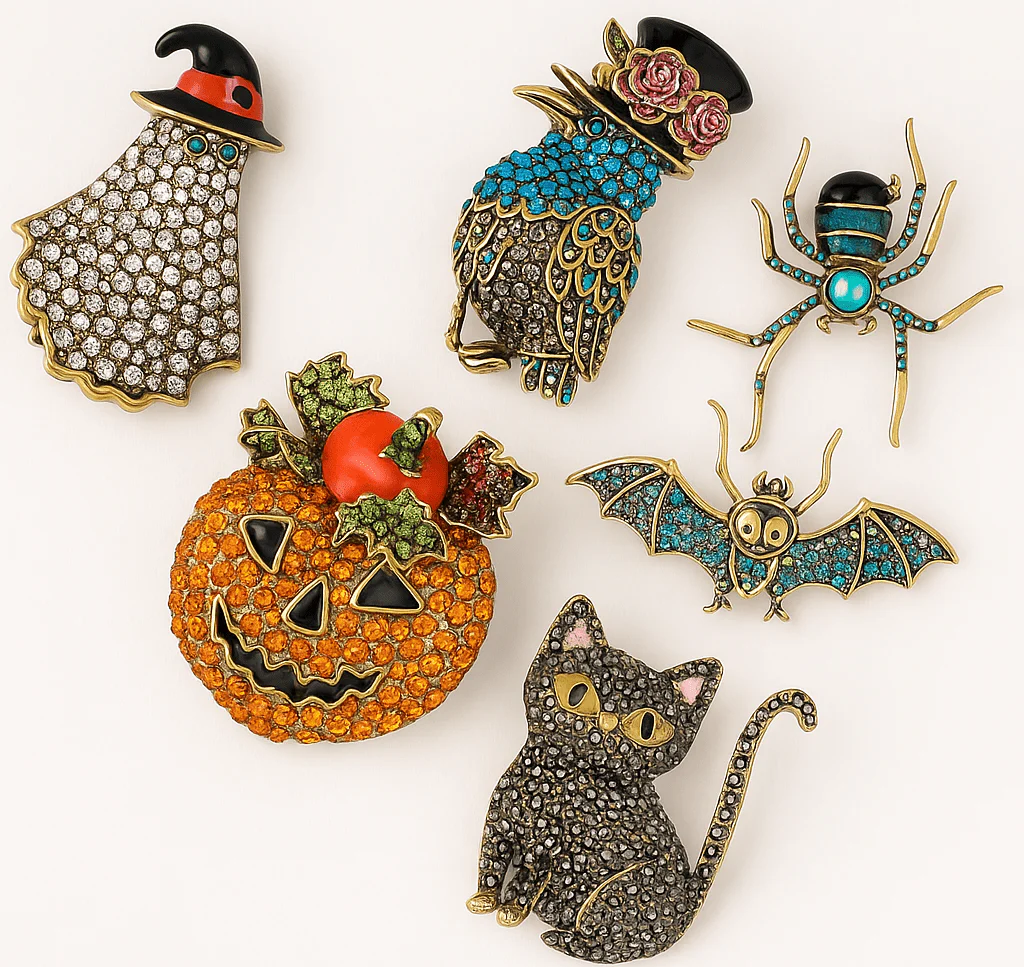 Image of Heidi Daus® “Complete Halloween Trio Collection” Pin/Brooch Bundle – Haunted Harvest & Trick-or-Treat
