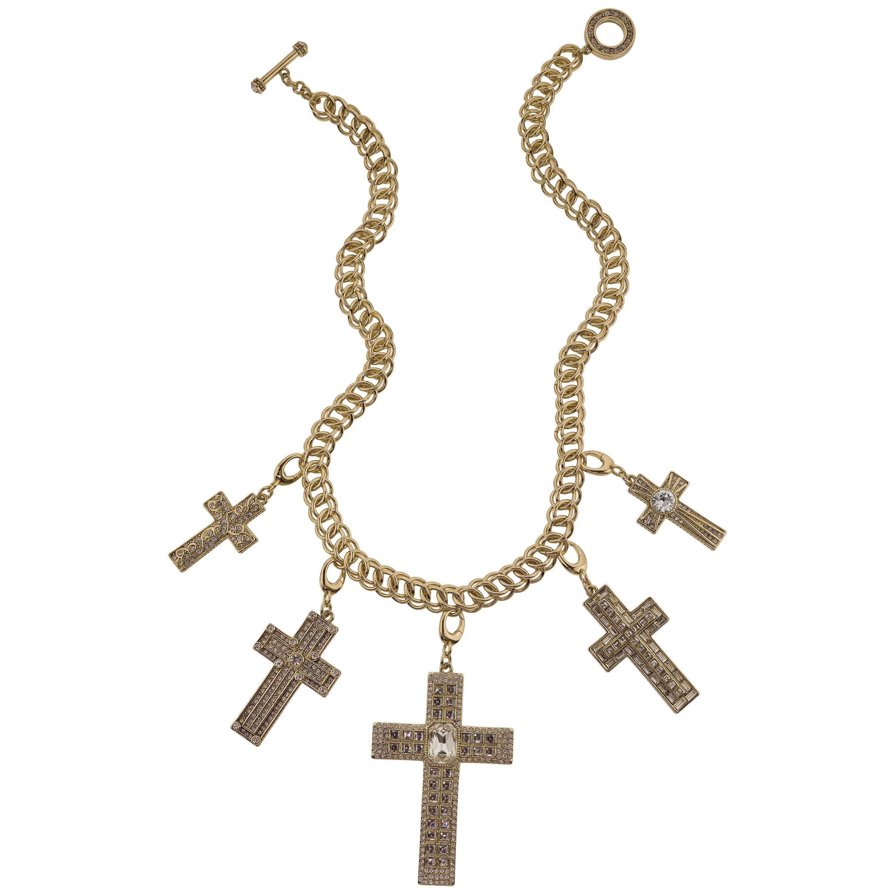 Image of Heidi Daus®"Sheer Heaven" Crystal & Chain Cross Charm Toggle Necklace