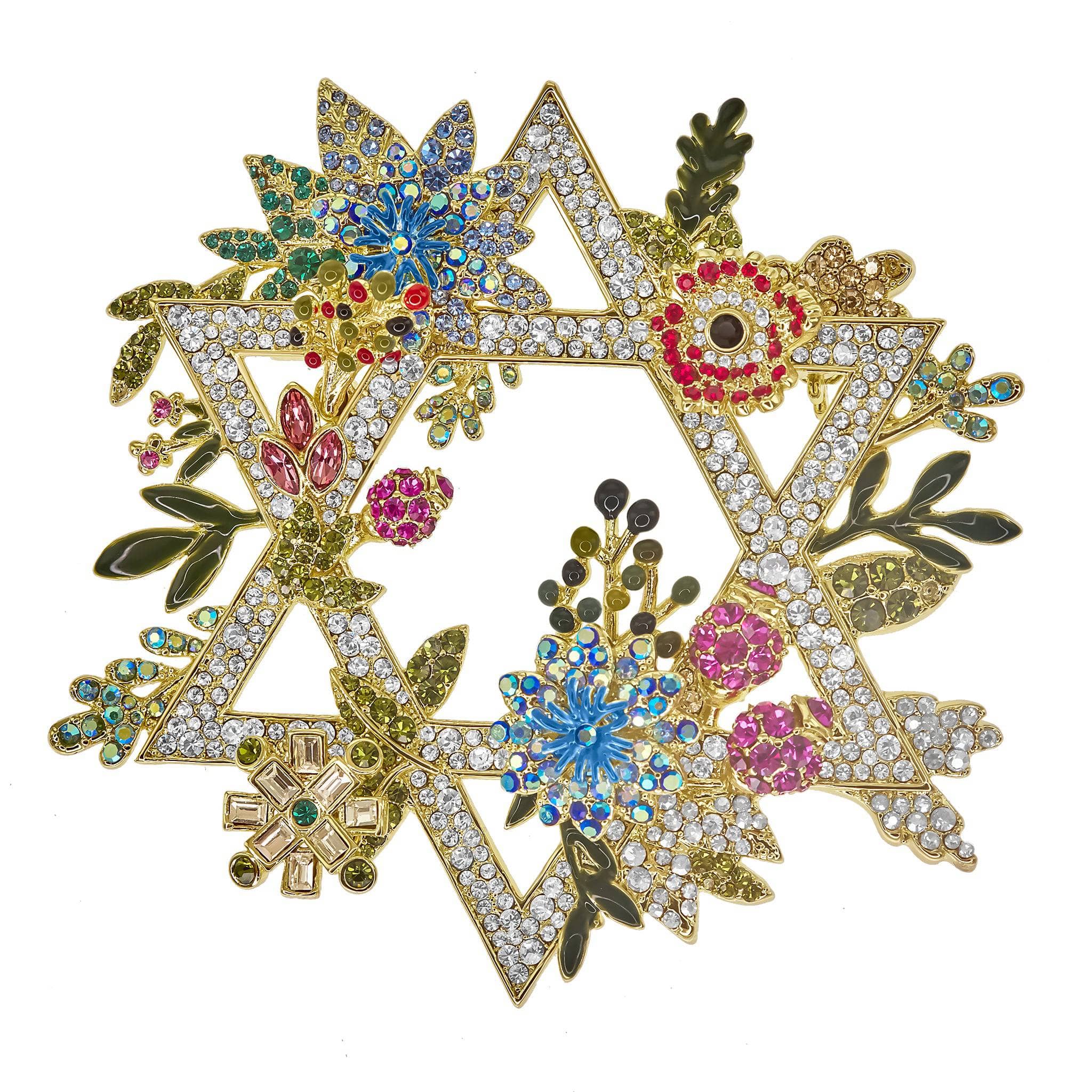 Image of HEIDI DAUS® "Protection, Unity & Hope" Crystal Floral Star of David Brooch