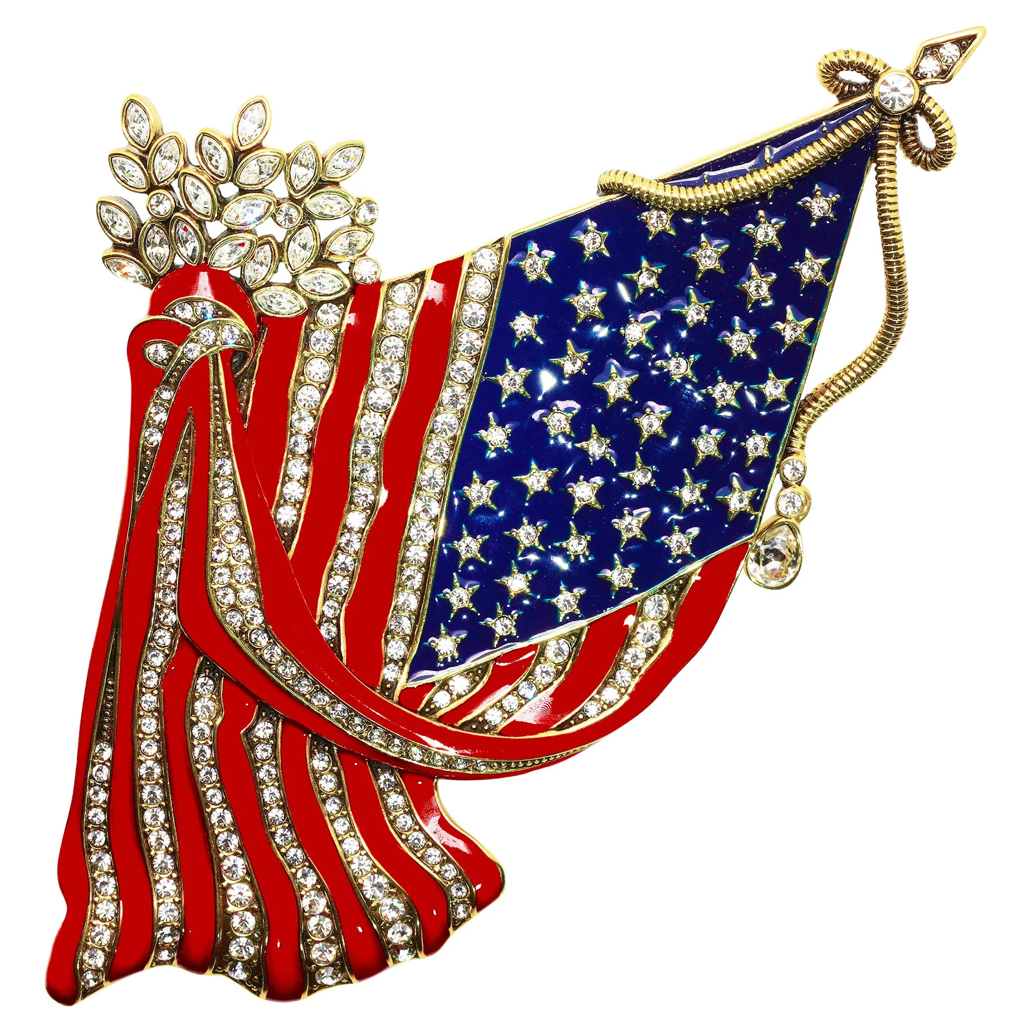 Image of HEIDI DAUS® "So Swag" Crystal & Enamel Patriotic Flag Pin