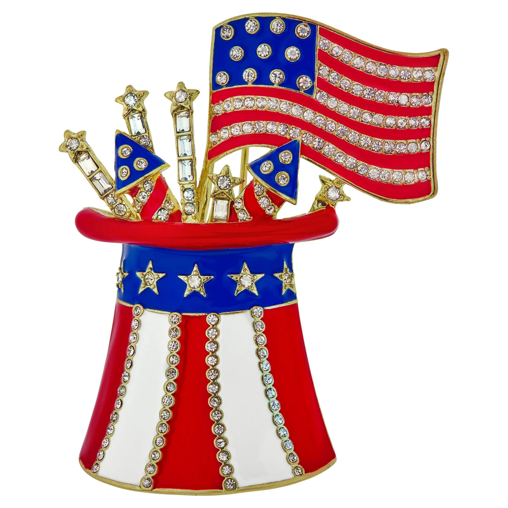 Image of HEIDI DAUS®"Rocket's Red Glare" Crystal & Enamel Patriotic Hat Pin