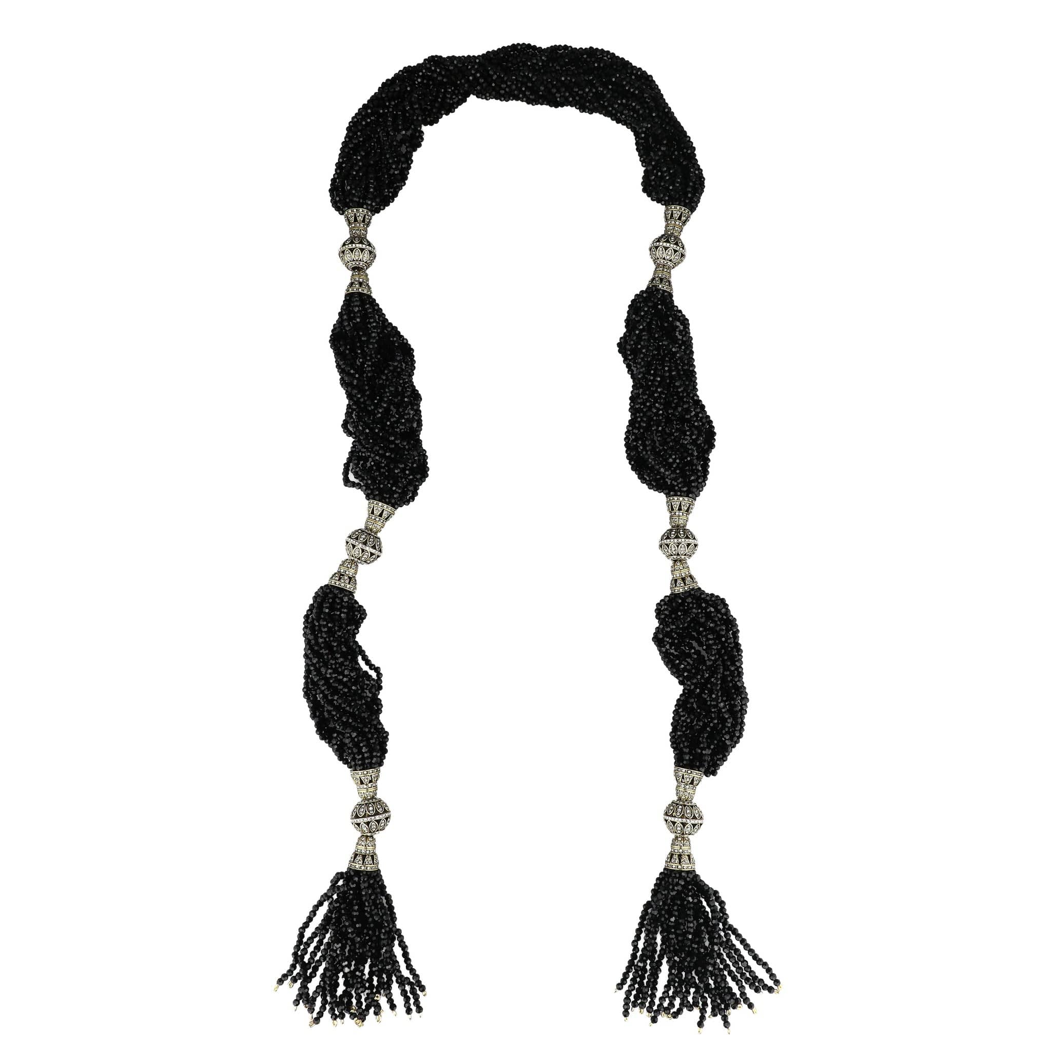 Image of HEIDI DAUS® “Wrapped in Elegance” Grande Art Deco Crystal Tassel Lariat Necklace