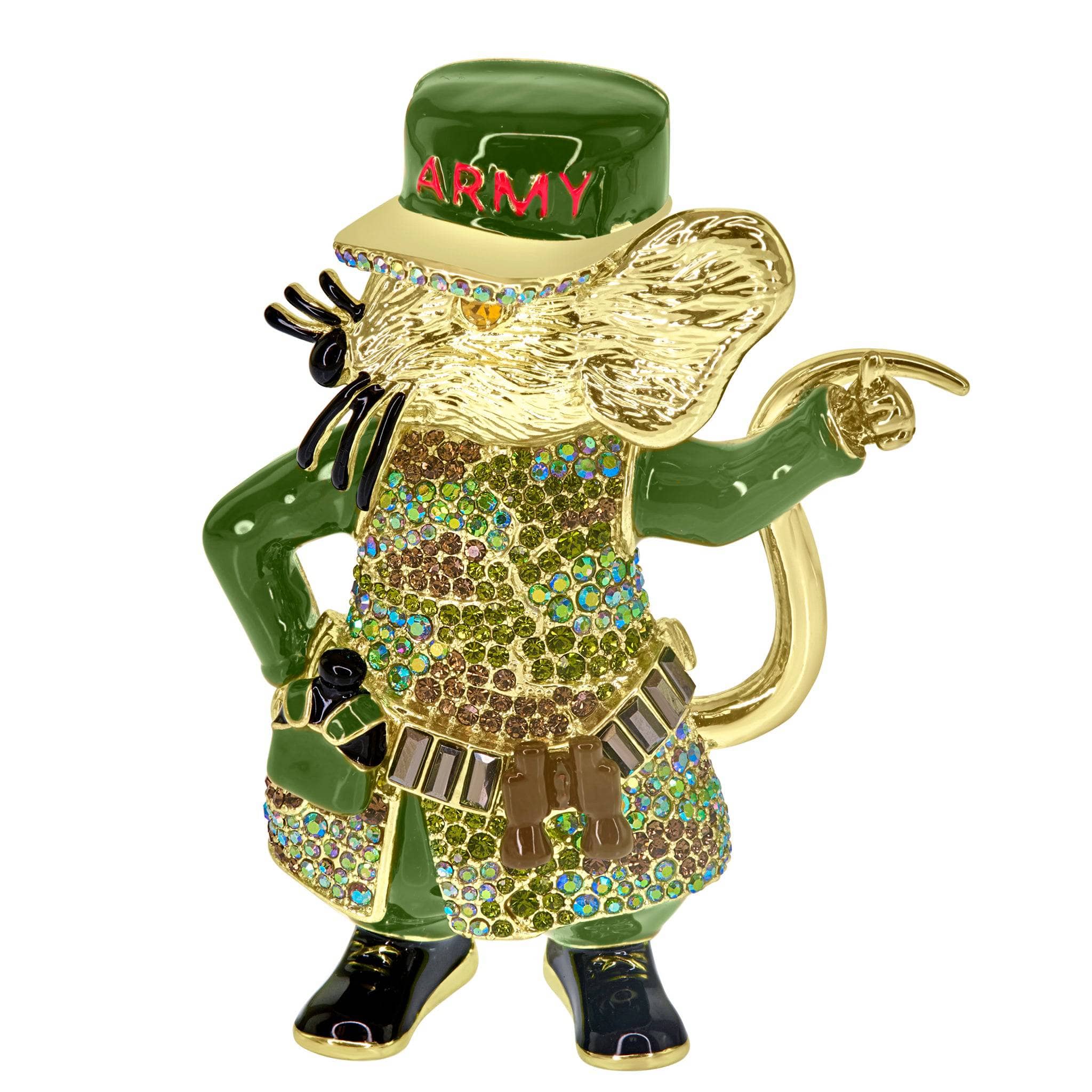 Image of Heidi Daus®"General Mouse" Crystal & Enamel Army Mouse Pin