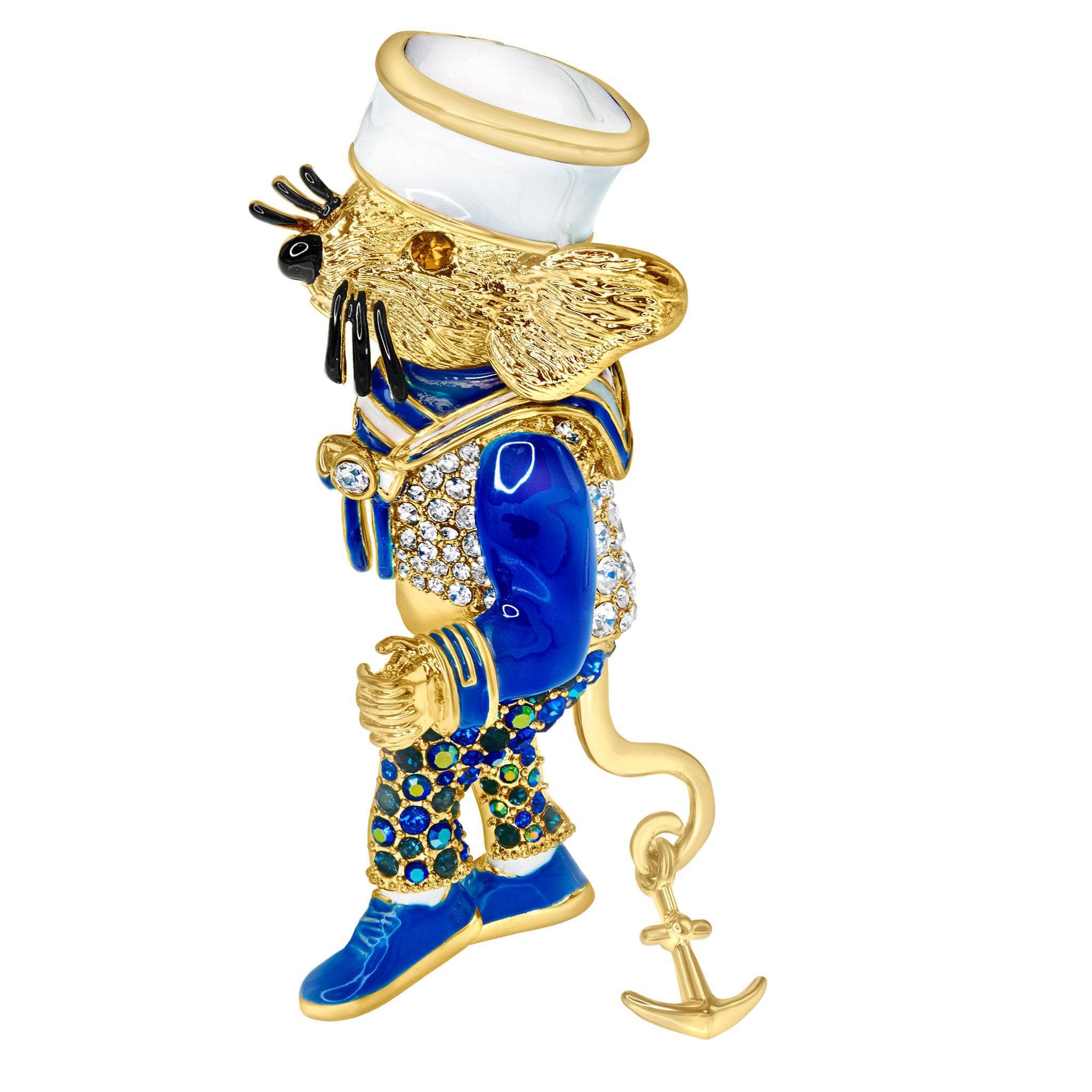 Image of Heidi Daus®"Admiral Mouse" Crystal & Enamel Navy Mouse Pin