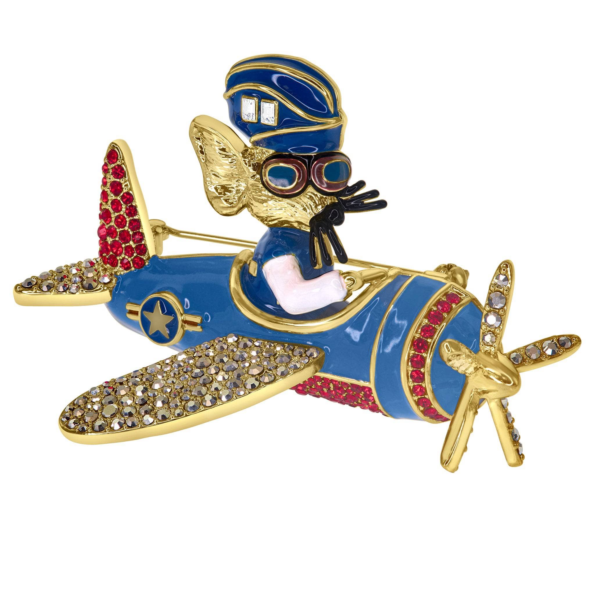 Image of Heidi Daus® "Major Mouse"Crystal & Enamel Air Force Mouse Brooch