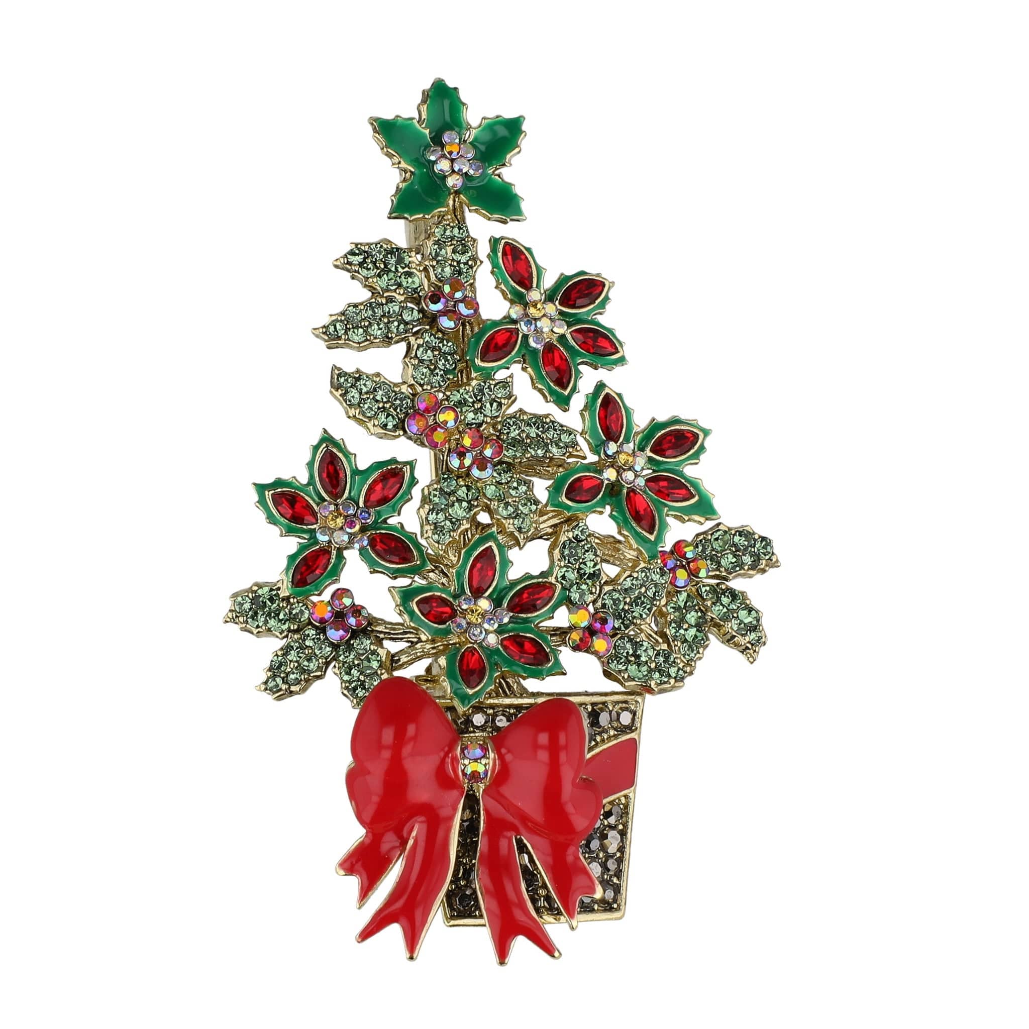 Image of HEIDI DAUS®"Yuletide Holly" Enamel Crystal Tree Pin