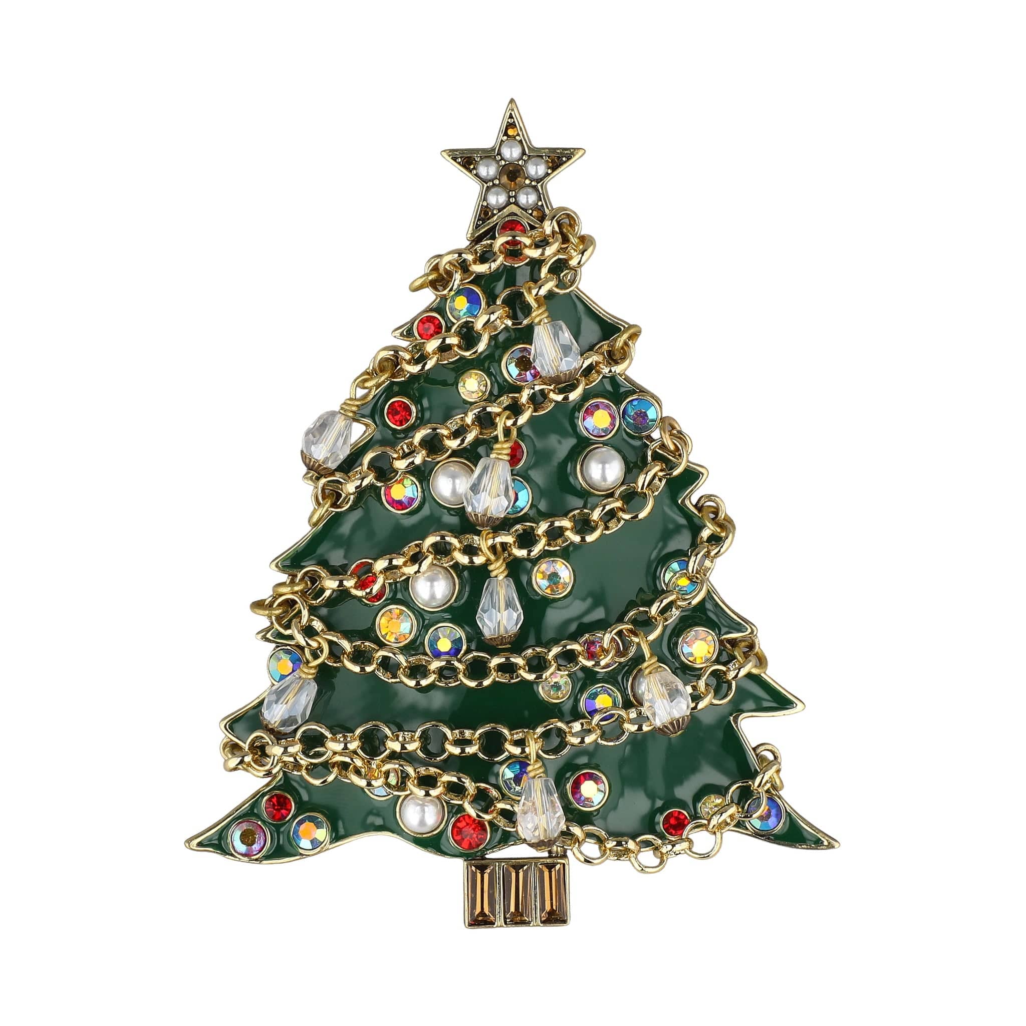 Image of HEIDI DAUS®"Deco the Halls" Crystal & Enamel Garland Chain Christmas Tree Pin