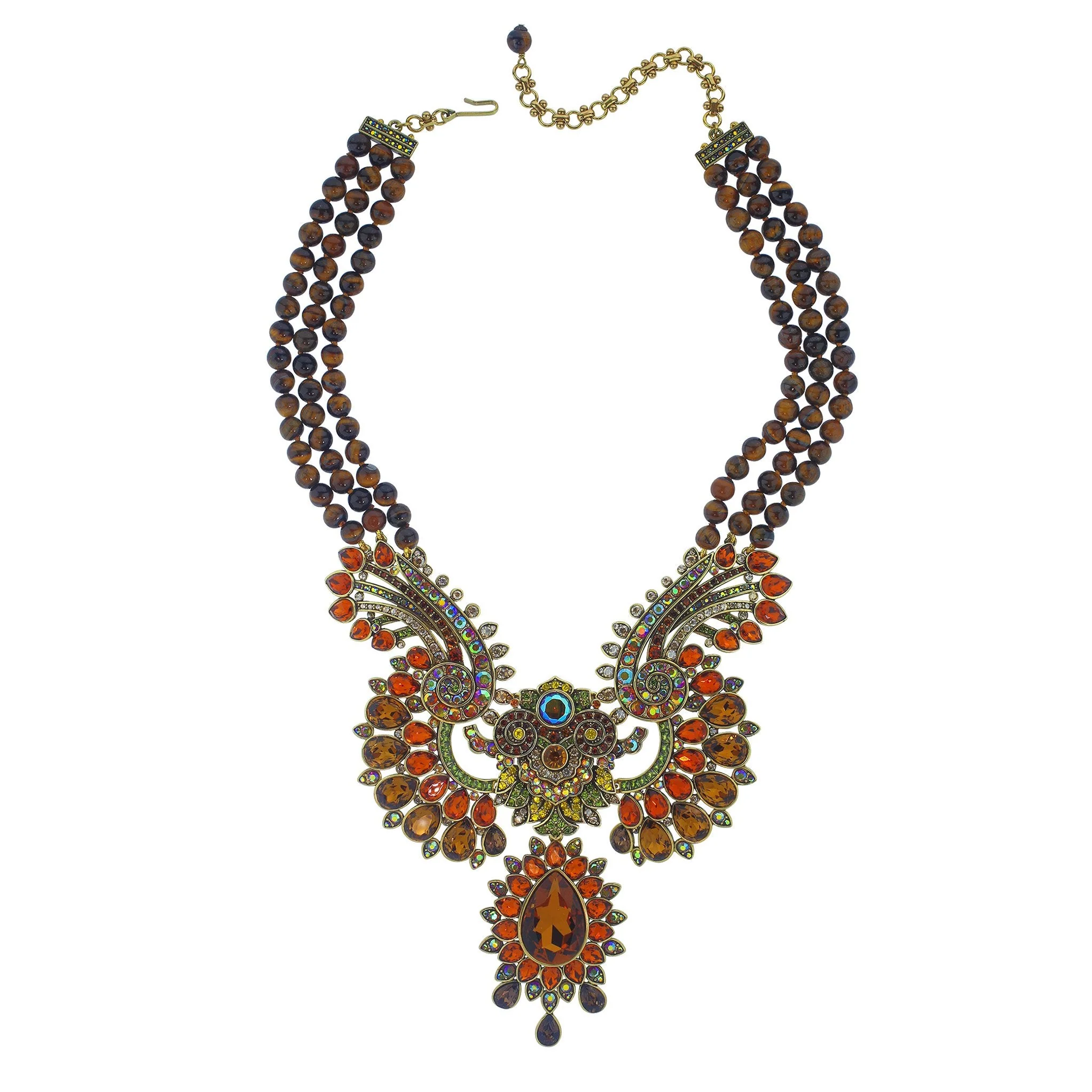 Image of HEIDI DAUS® “Shangri-La” Beaded Crystal & Genuine Tiger’s Eye Statement Necklace