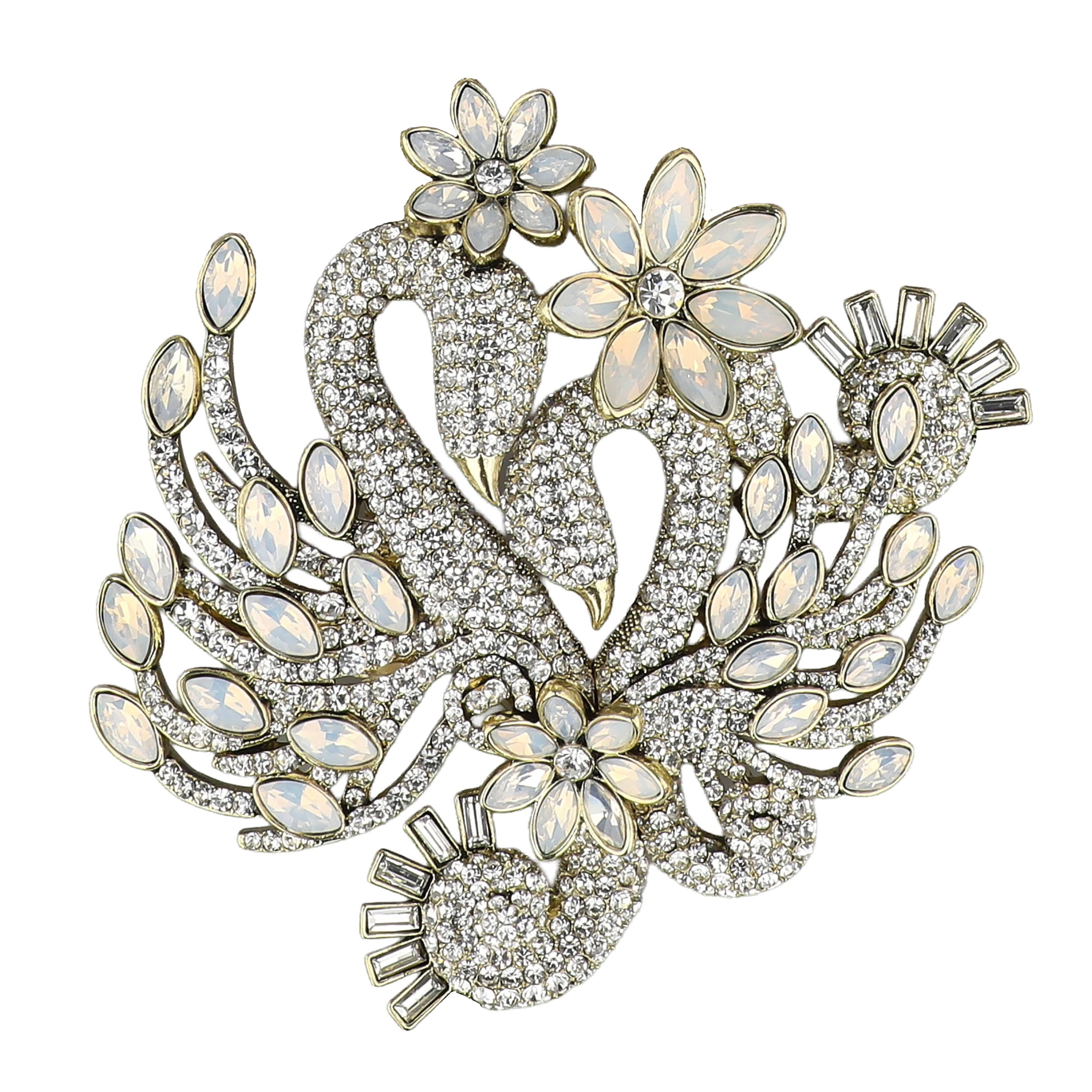 Image of HEIDI DAUS®"Forever Love" Crystal Swan Statement Pin/Brooch