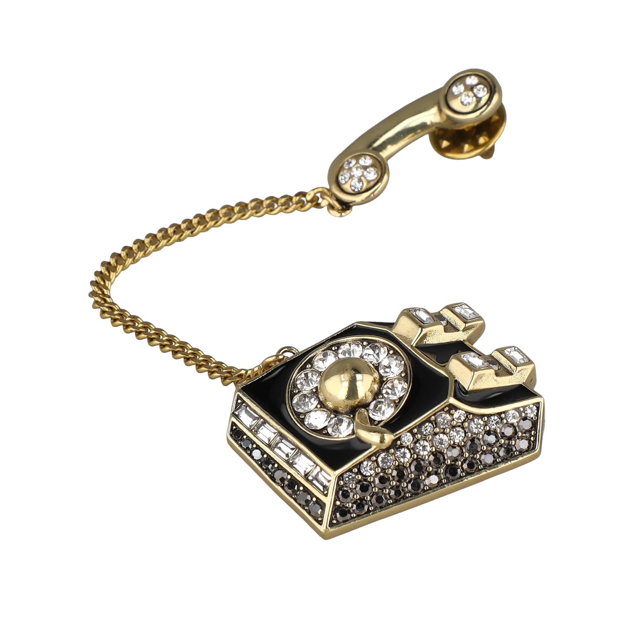 Image of HEIDI DAUS® “Gossip Girl” Crystal & Enamel Telephone Pin/Brooch – A Galentine’s Day Statement