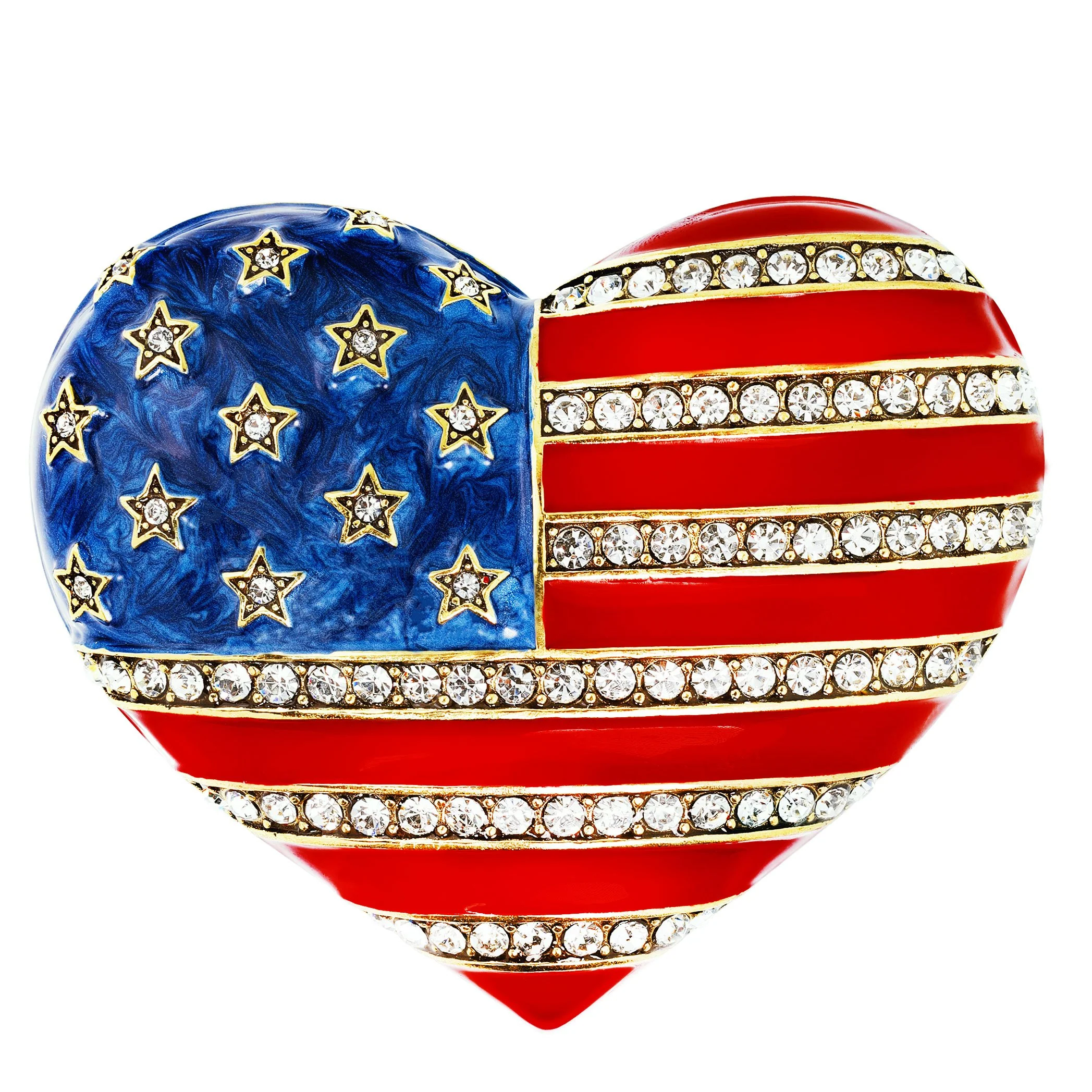 Image of HEIDI DAUS® “Love American Style” Crystal Heart of Freedom Patriotic Pin/Brooch