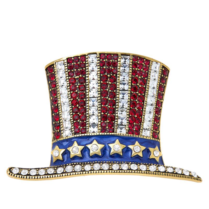 Image of Heidi Daus® “Hats Off to Liberty” Crystal & Enamel Patriotic Pin/Brooch