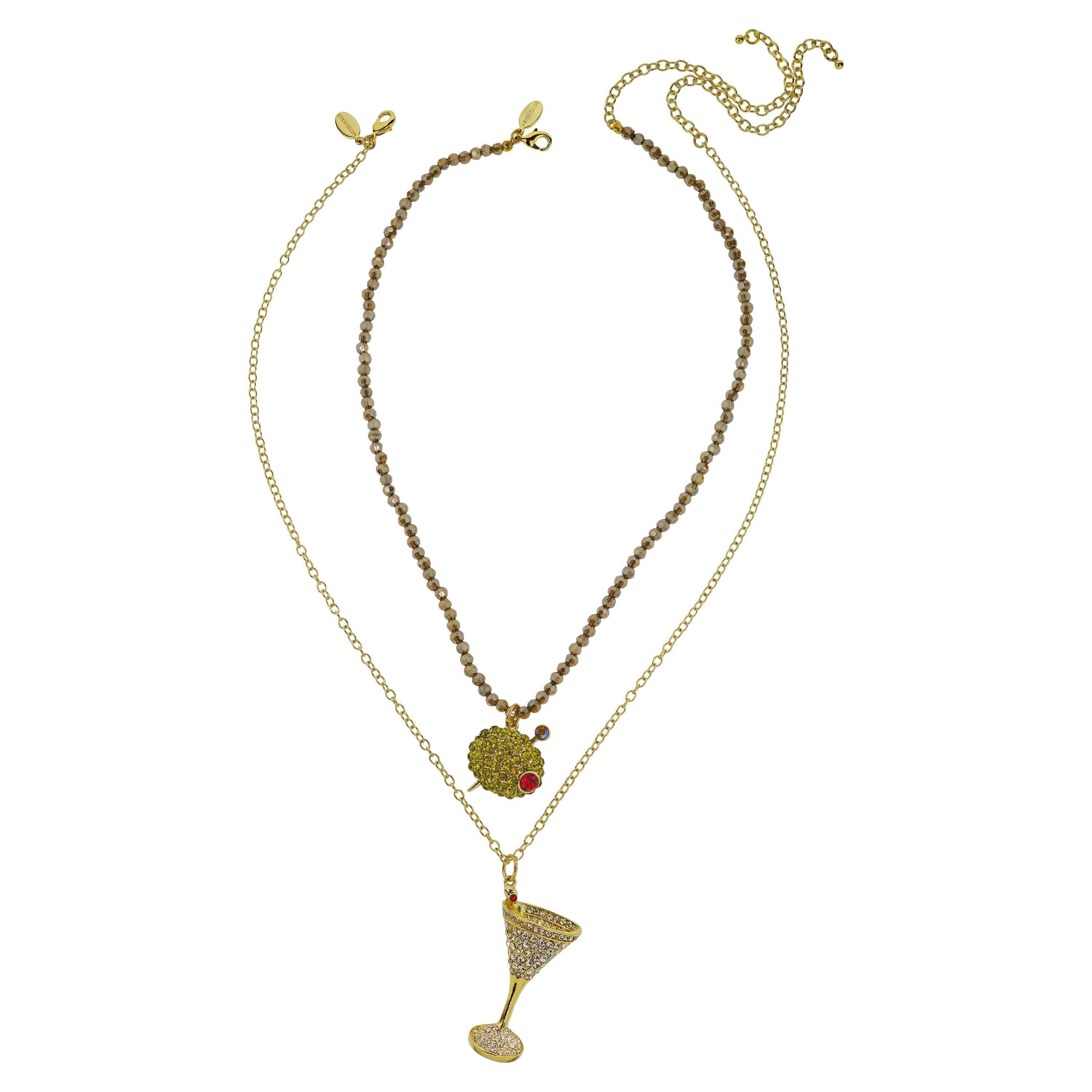 Image of HEIDI DAUS®  Martini Glass Crystal Necklace & Earring Set – Funt Gift for Mother's Day