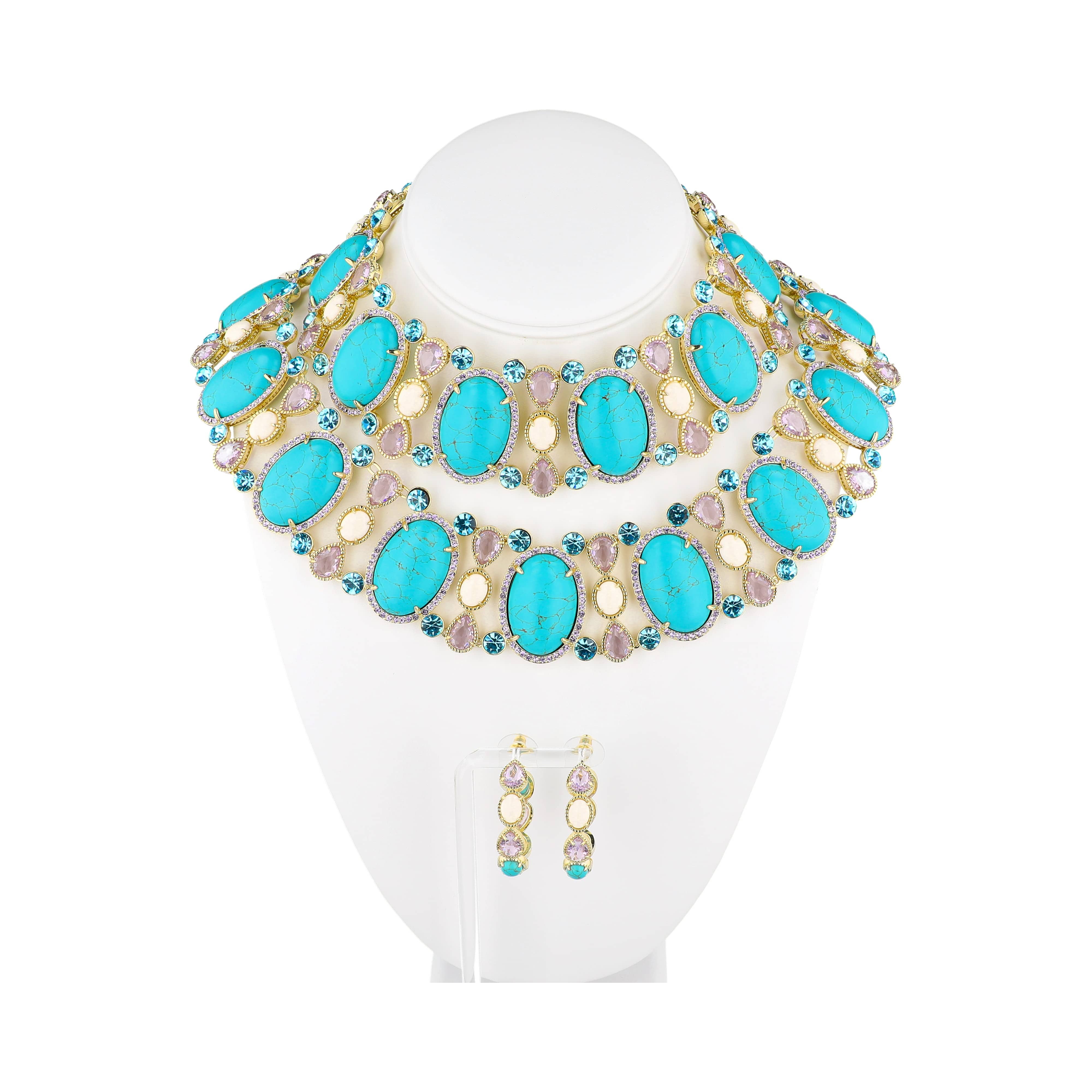 Image of HEIDI DAUS® Turquoise Roma Moda "Arabesque” 3-Piece Crystal Styling Suite
