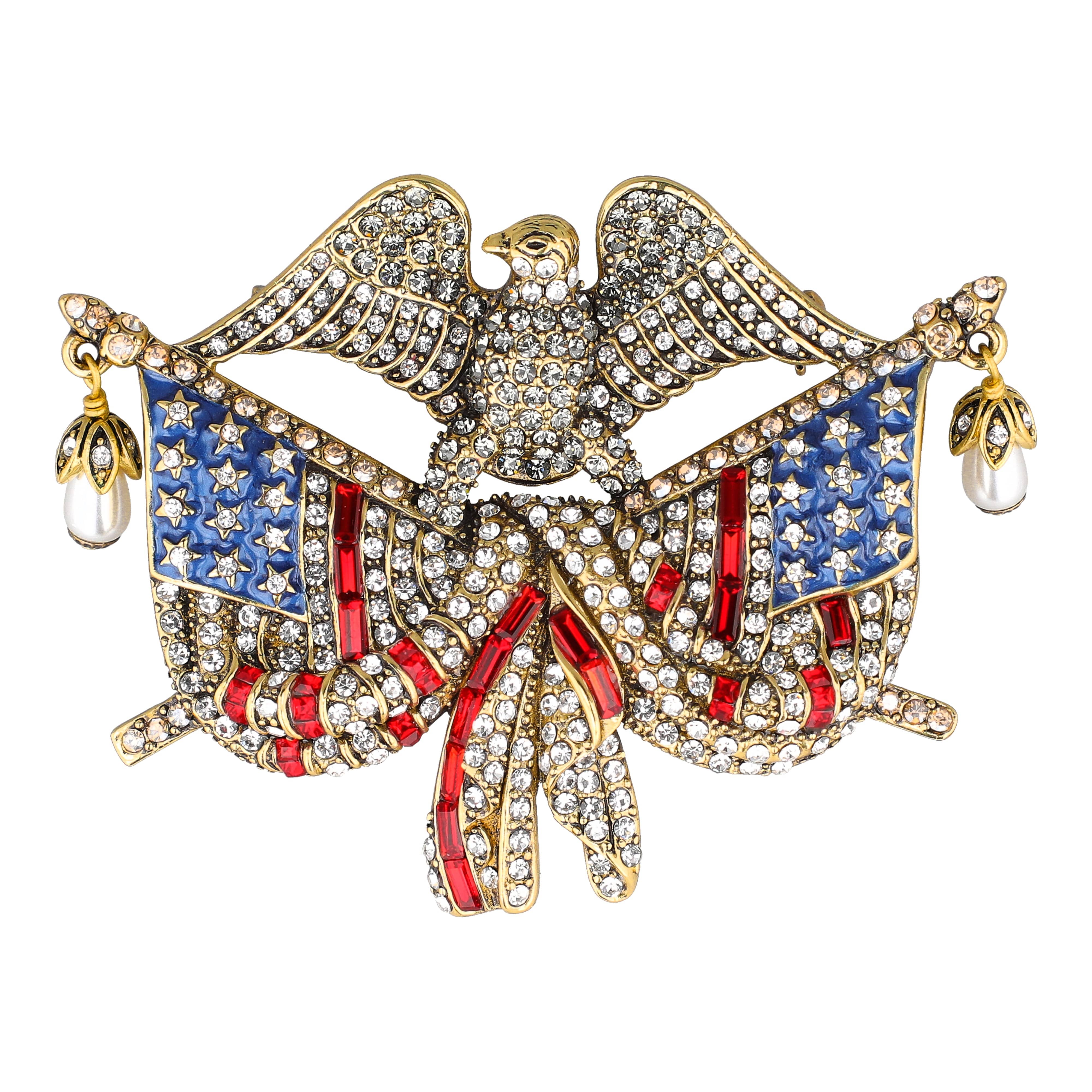 Image of Heidi Daus® "Life, Liberty & The Pursuit of Sparkle" Crystal Patriotic Eagle Pin