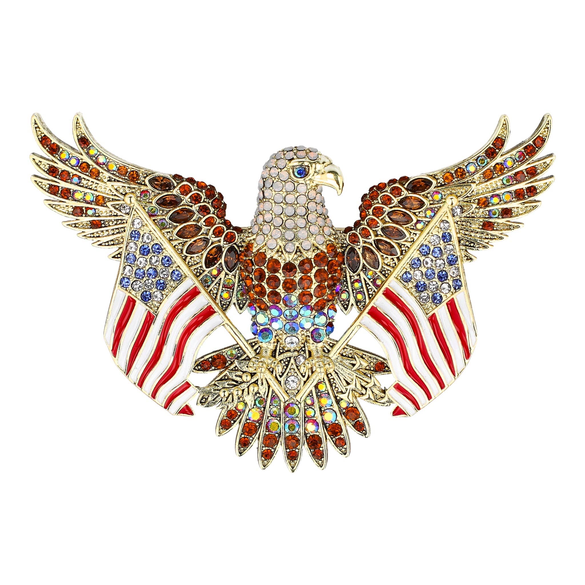 Image of HEIDI DAUS® "Uncommon Valor" 250th Special Edition Crystal Eagle & American Flag Patriotic Brooch