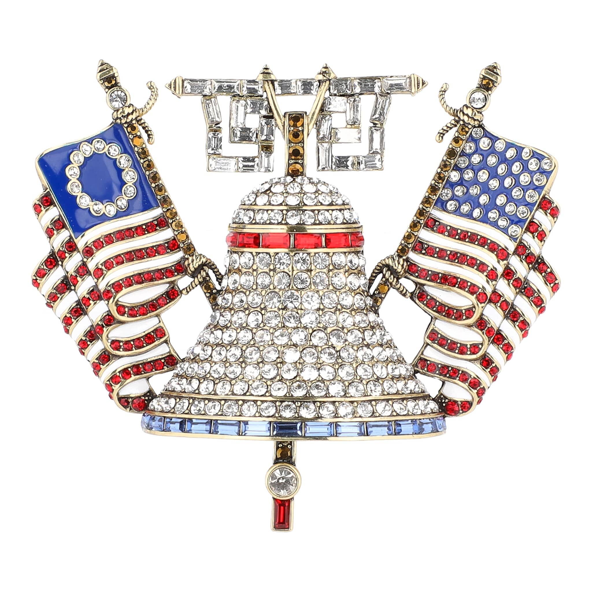 Image of HEIDI DAUS® "Liberty Bell Luxe" Limited Edition 250th Anniversary Crystal Patriotic Bell Pin