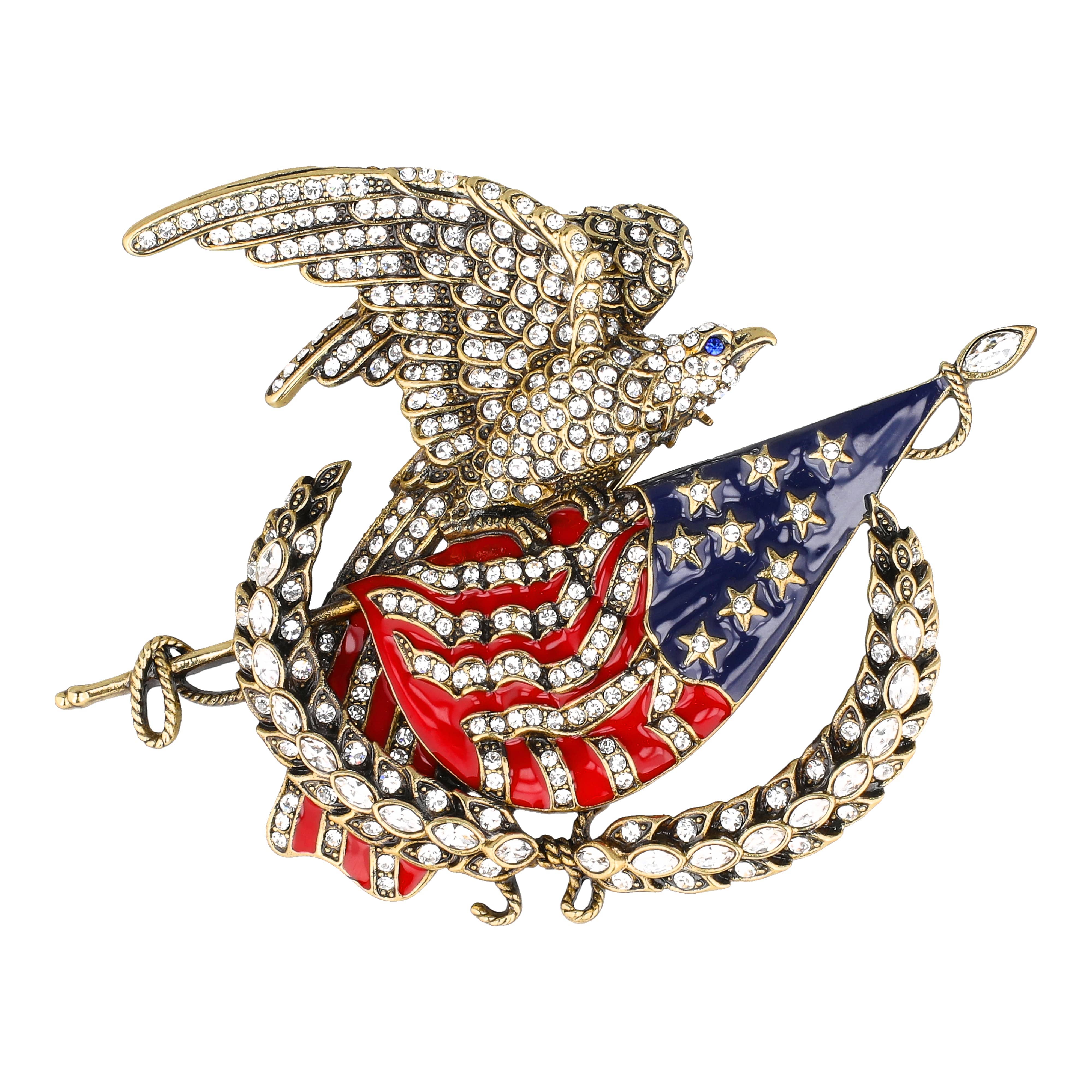 Image of HEIDI DAUS® "I Pledge Allegiance" Crystal Eagle of Freedom Patriotic Brooch