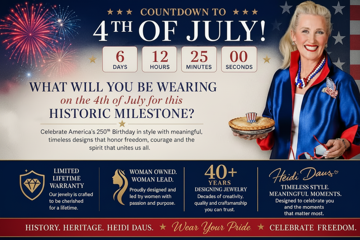 Countdown to July 4th with patriotic jewelry and a woman-led business.