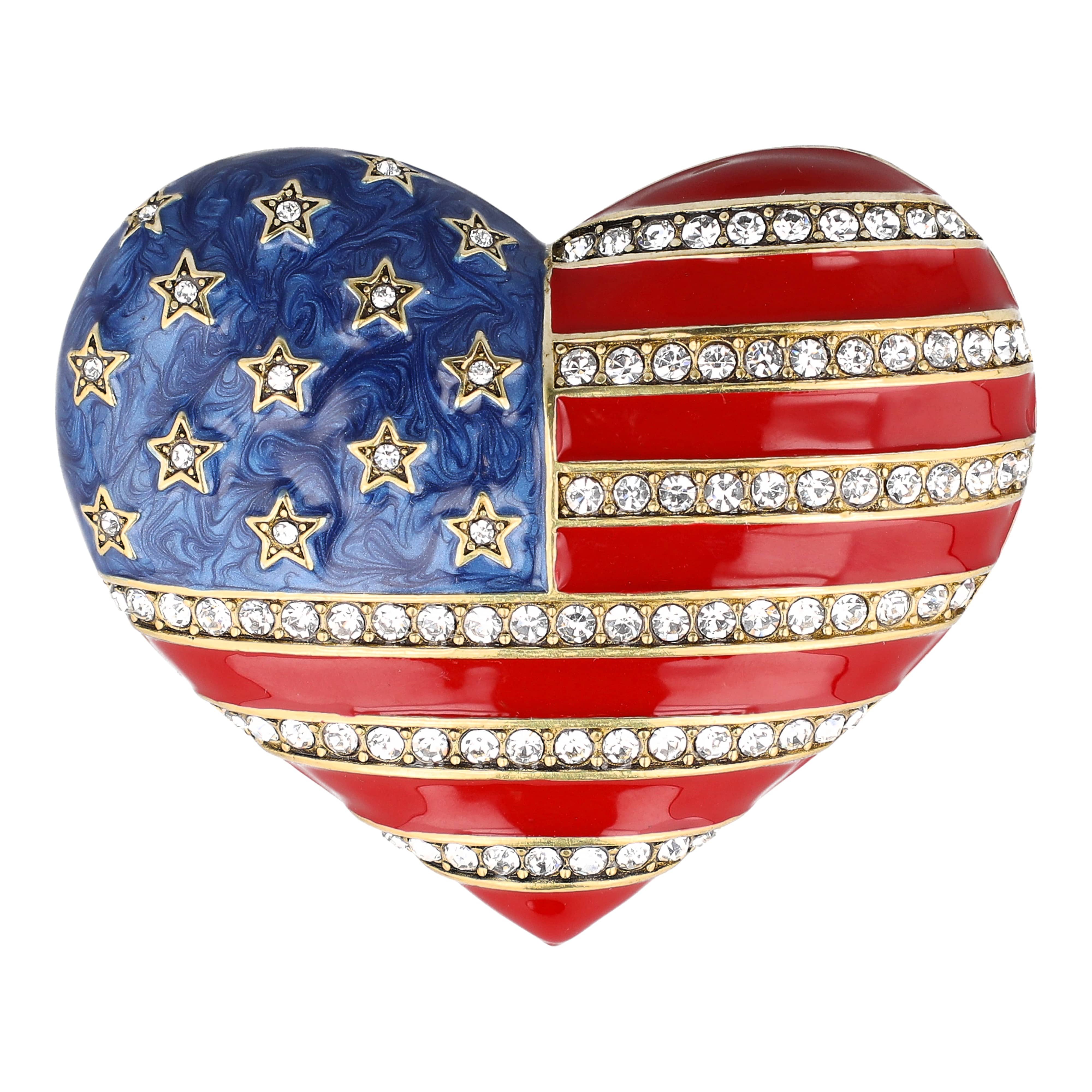 Image of HEIDI DAUS® “Love American Style” Crystal Heart of Freedom Patriotic Pin/Brooch