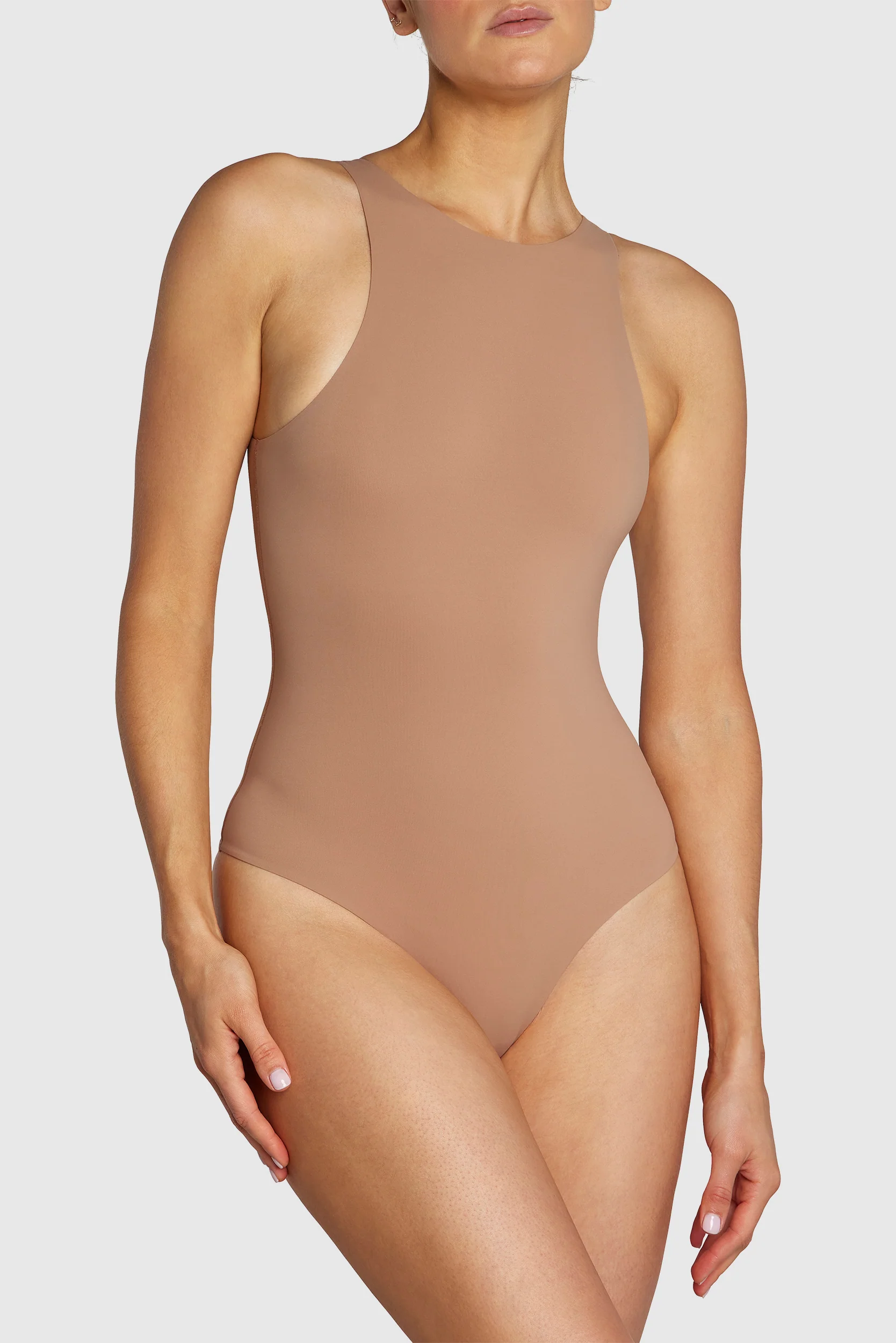 Image of The Essential Racerback Bodysuit Sand