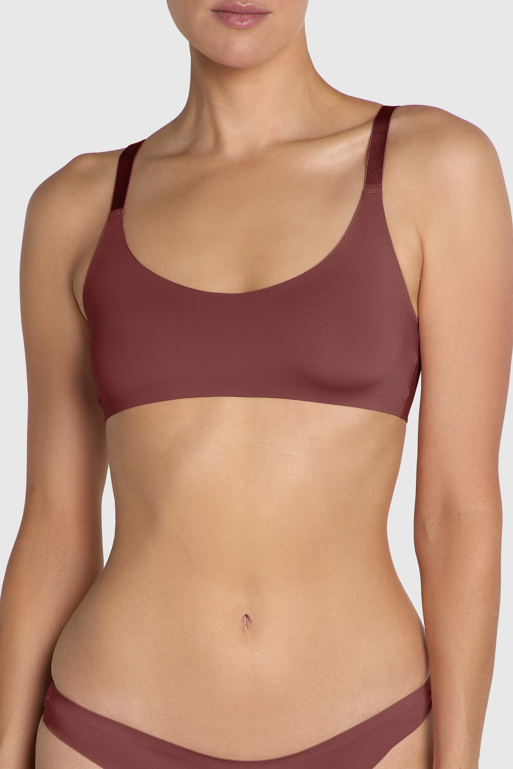 Image of The Smooth Scoop-Neck Bralette Hot Chocolate