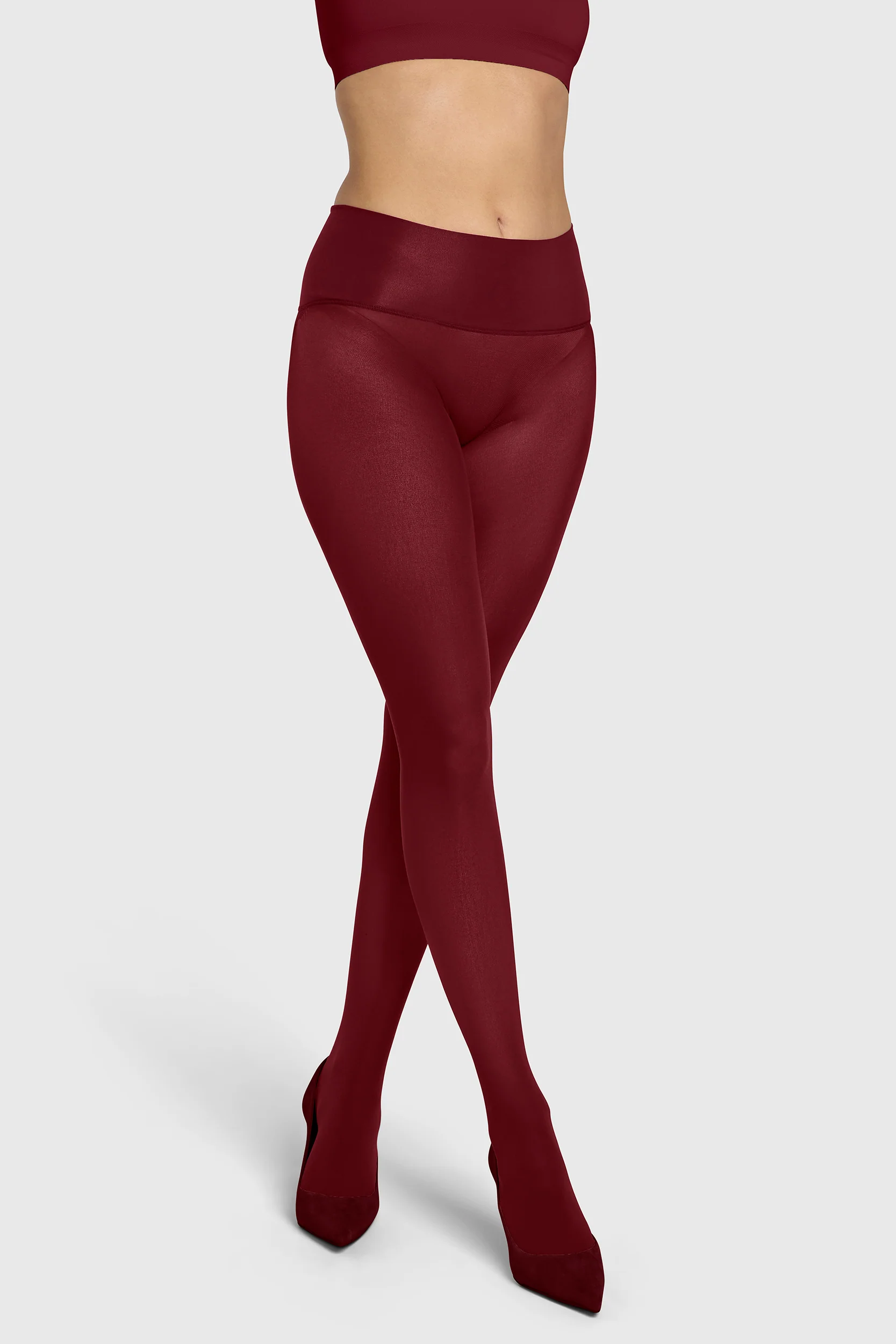 Image of The Eighty Opaque Tights Burgundy