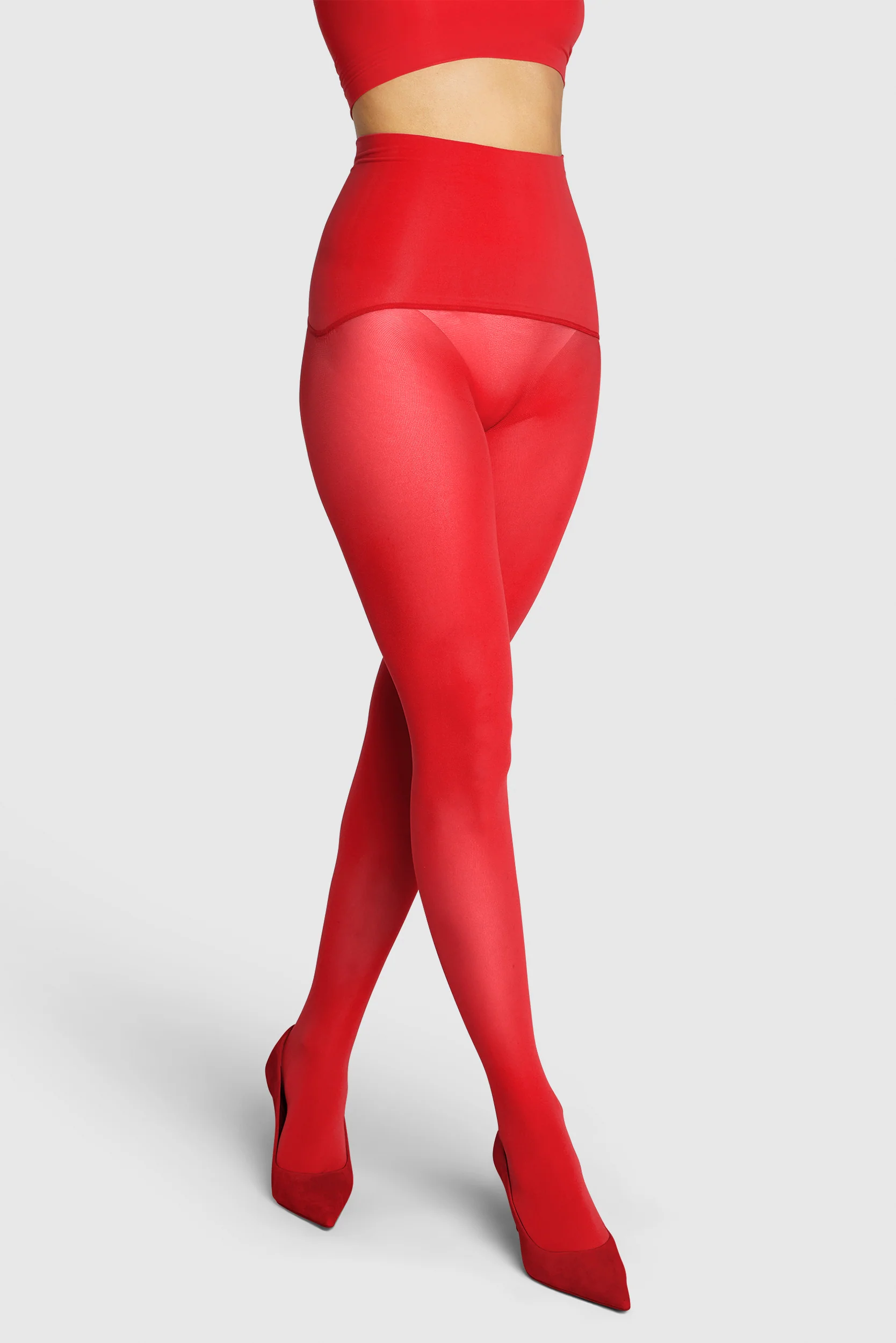 Image of The Sixty Opaque Tights  Poppy Red