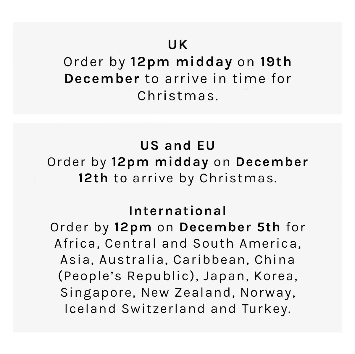 Delivery cut-offs