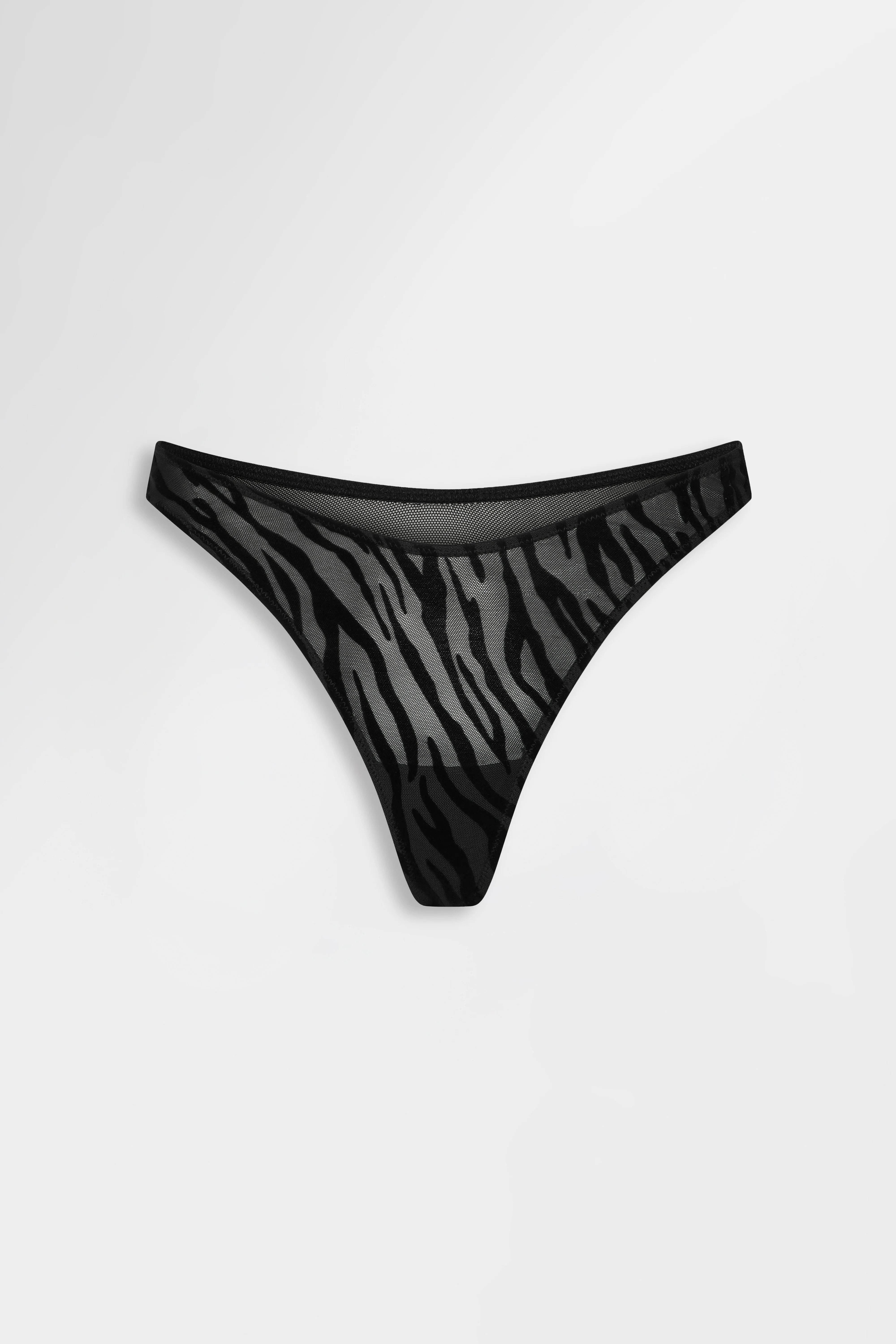 Image of The Nieve Zebra Mesh Thong Black