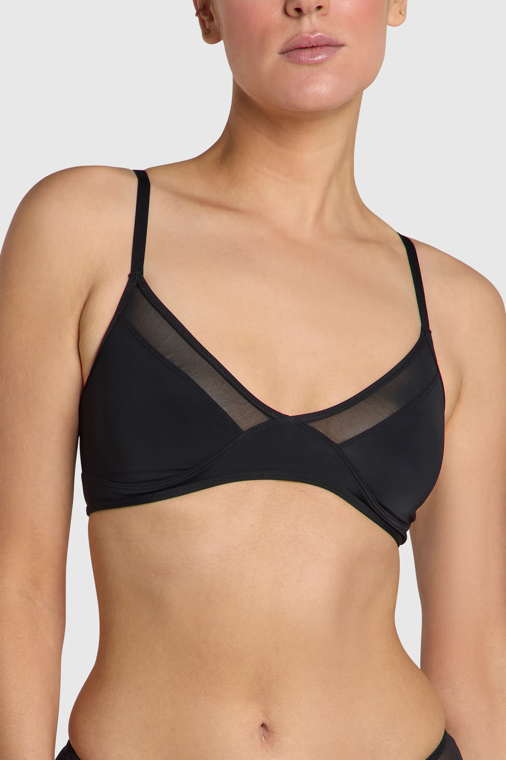 Image of The Sheer Triangle Bralette Black