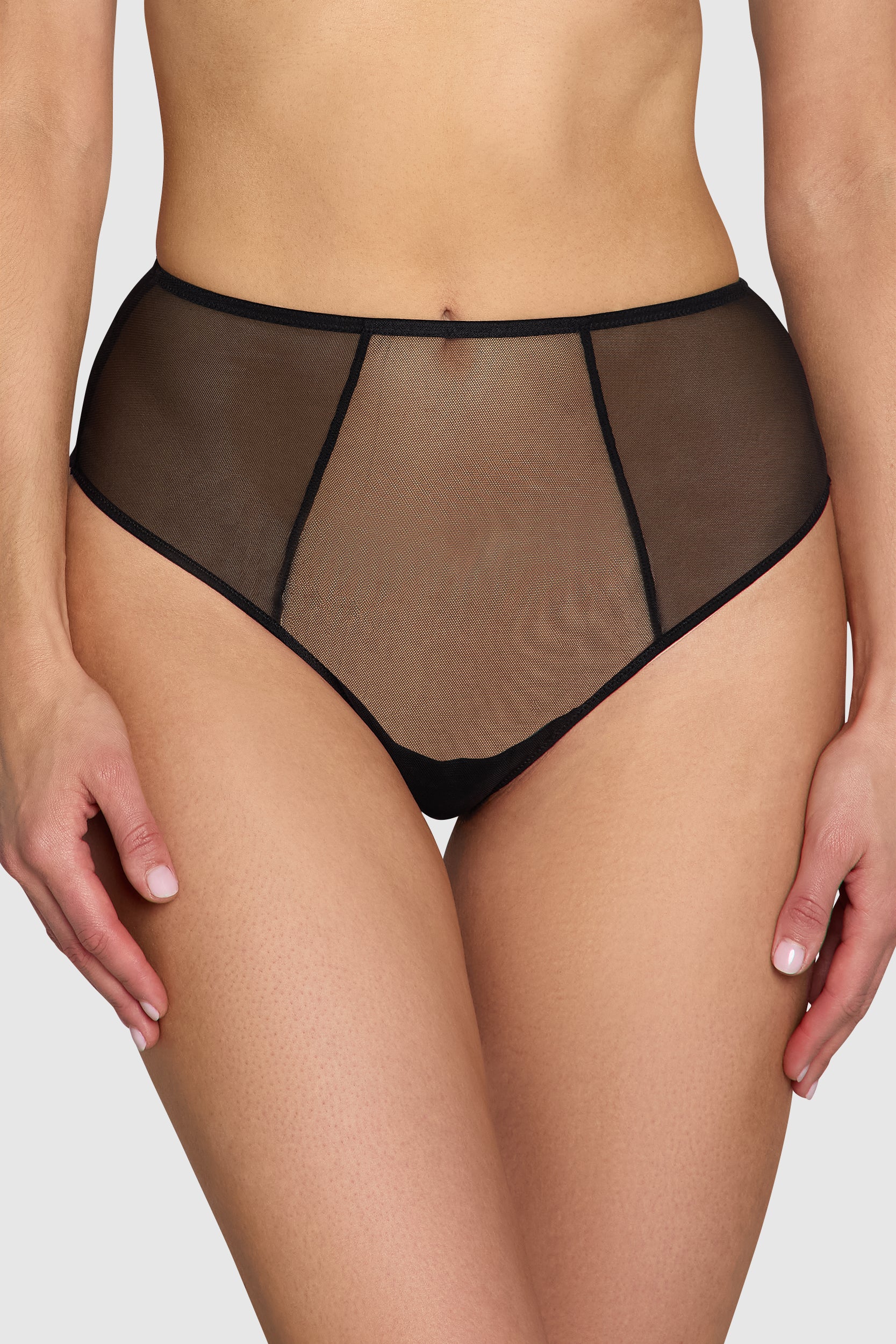 Image of The Anna Sheer Mesh High Waist Brief Black