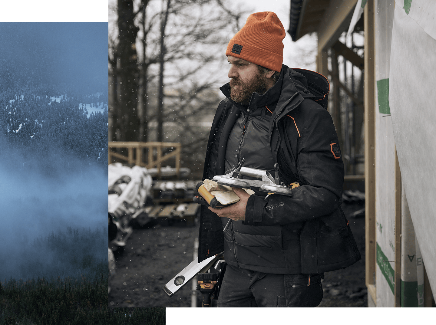 Man on construction site in Workwear jacket