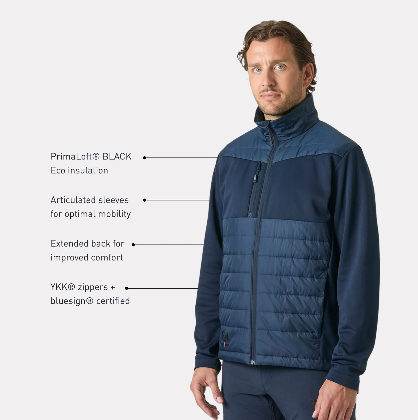 Man wearing Oxford Hybrid Insulated Jacket