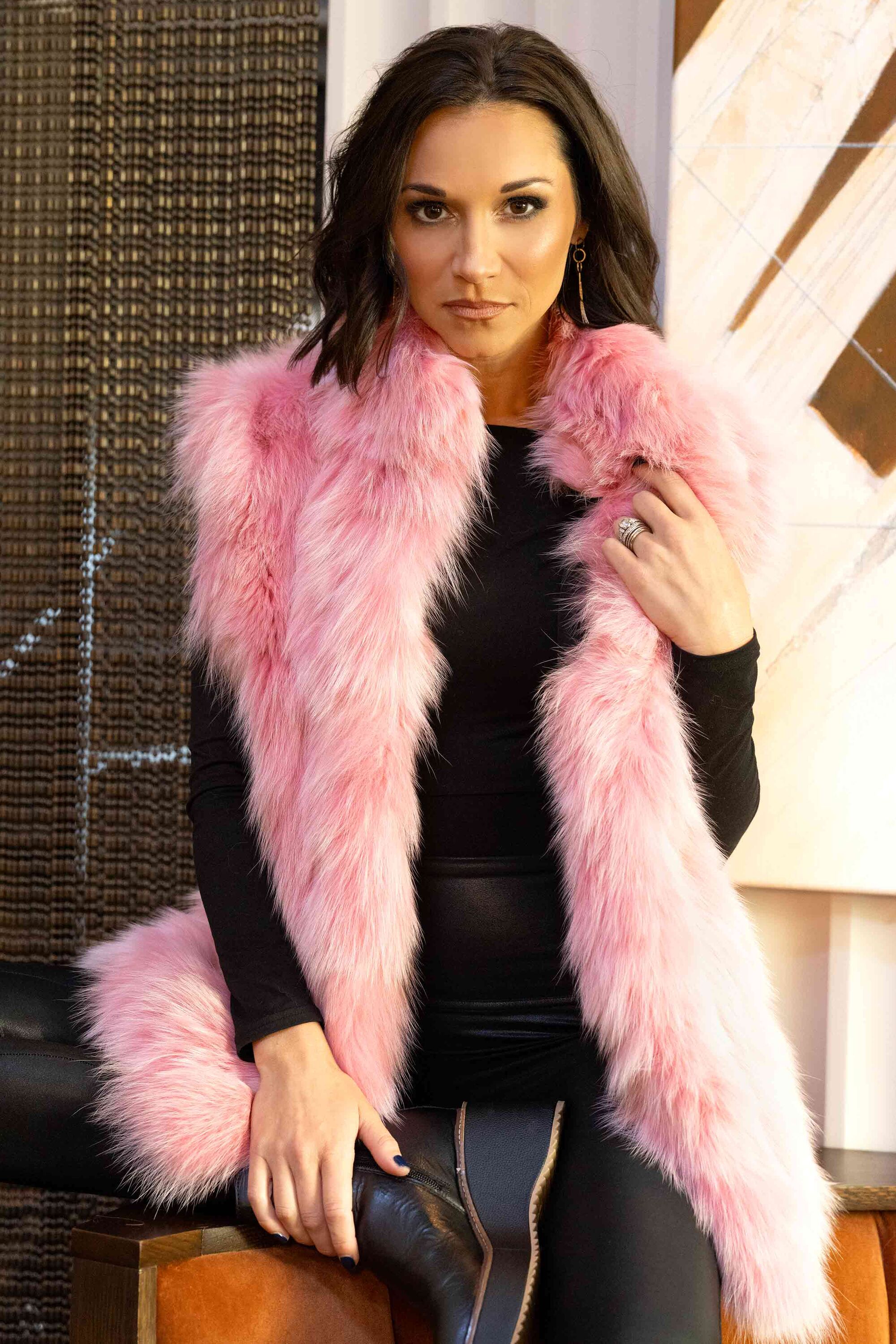 Pink Fox Fur Vest