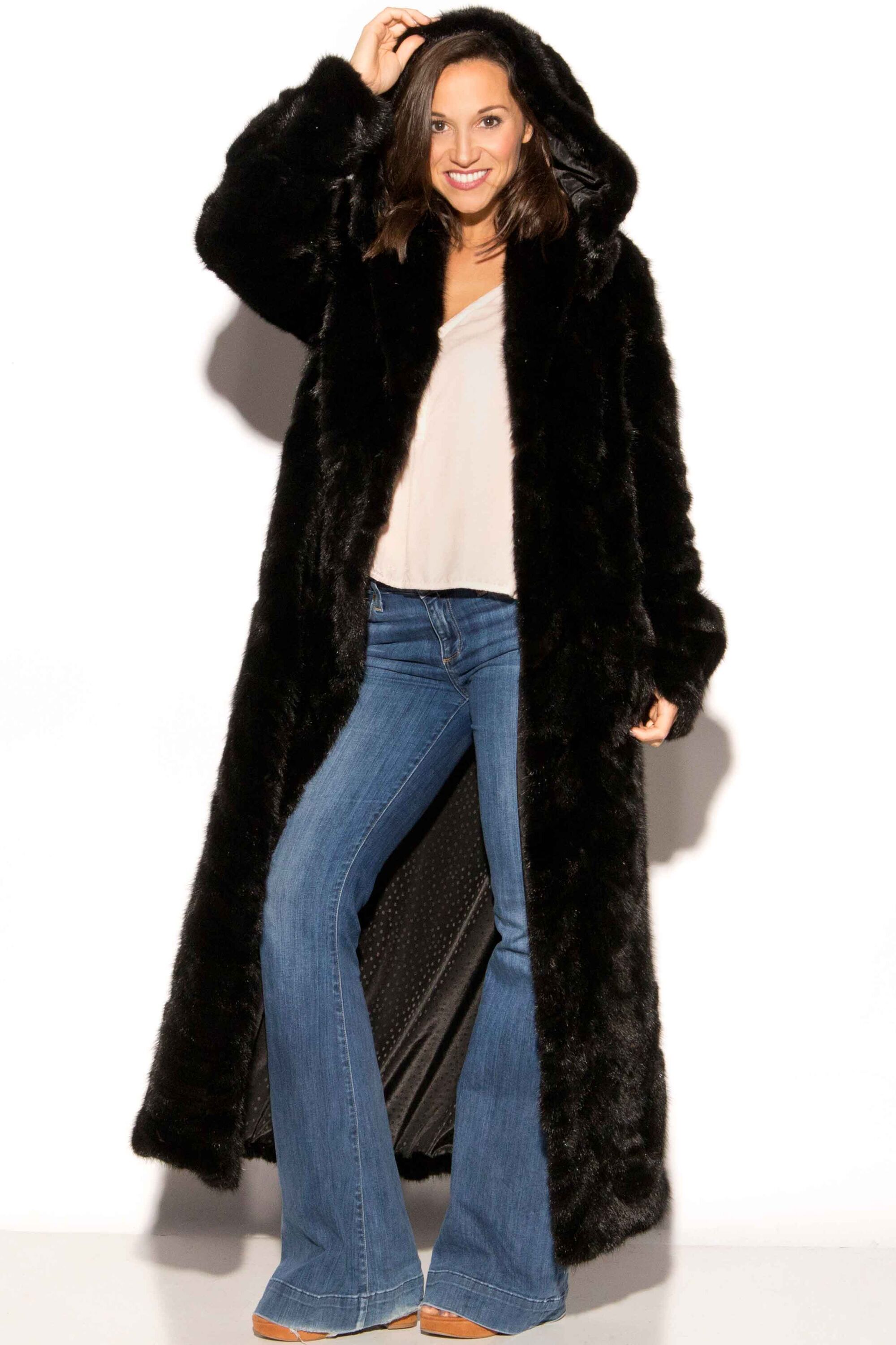 Full Length Sectioned Mink Fur Coat 