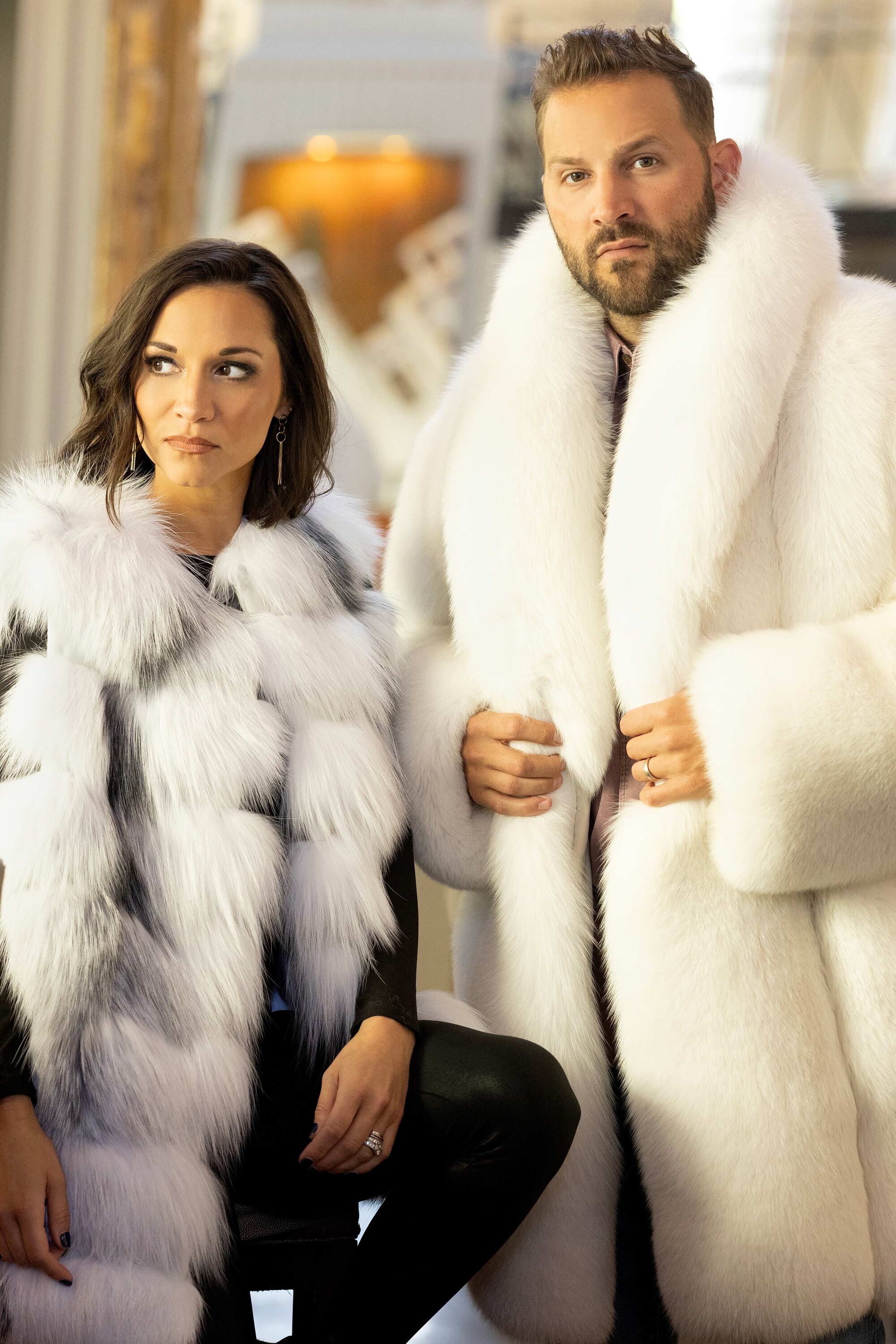 Horizontal Fox Fur Vest and Men's Full Skin Fox Fur Stroller