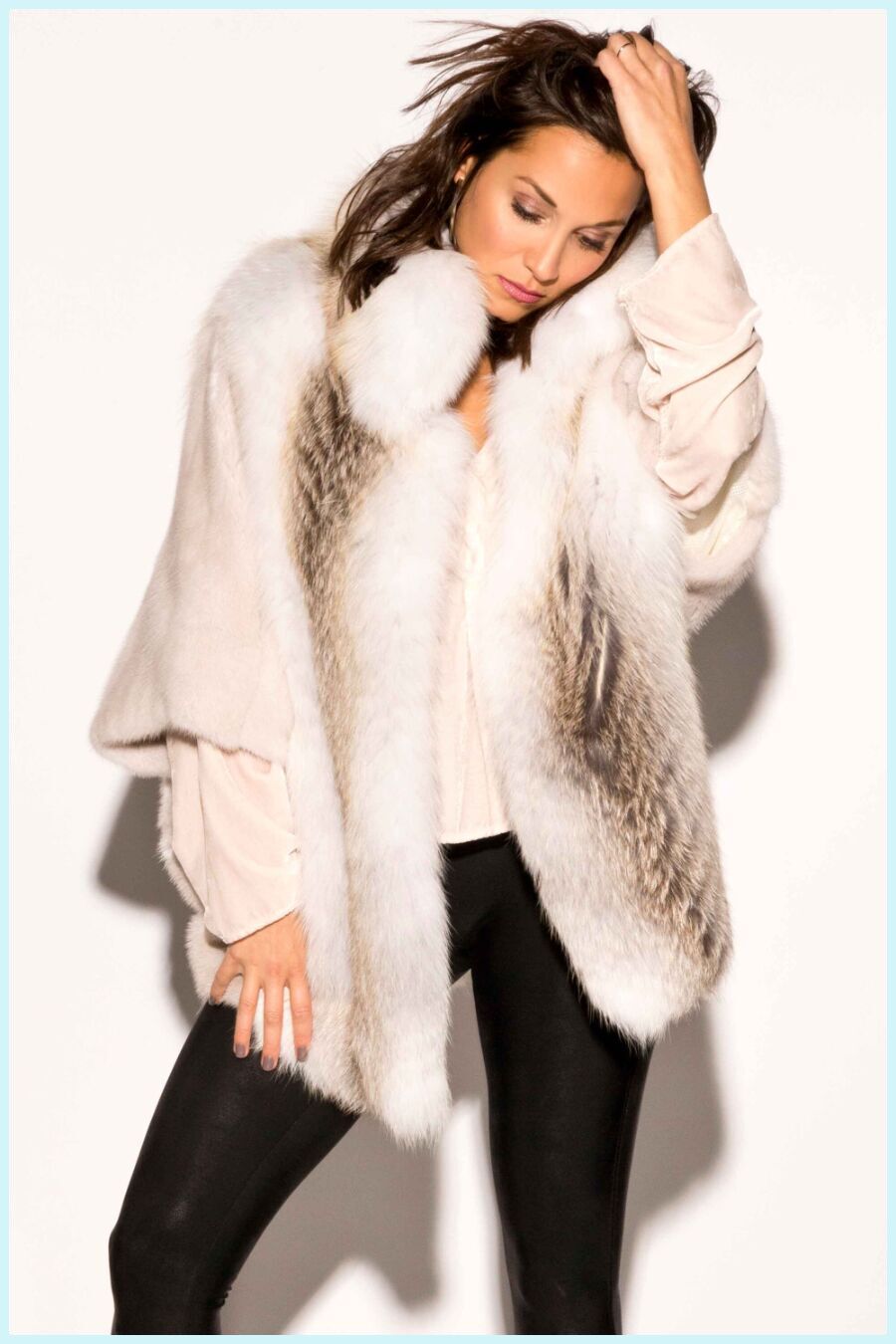 Shop our mink fur cape with fox fur - available in several colors!