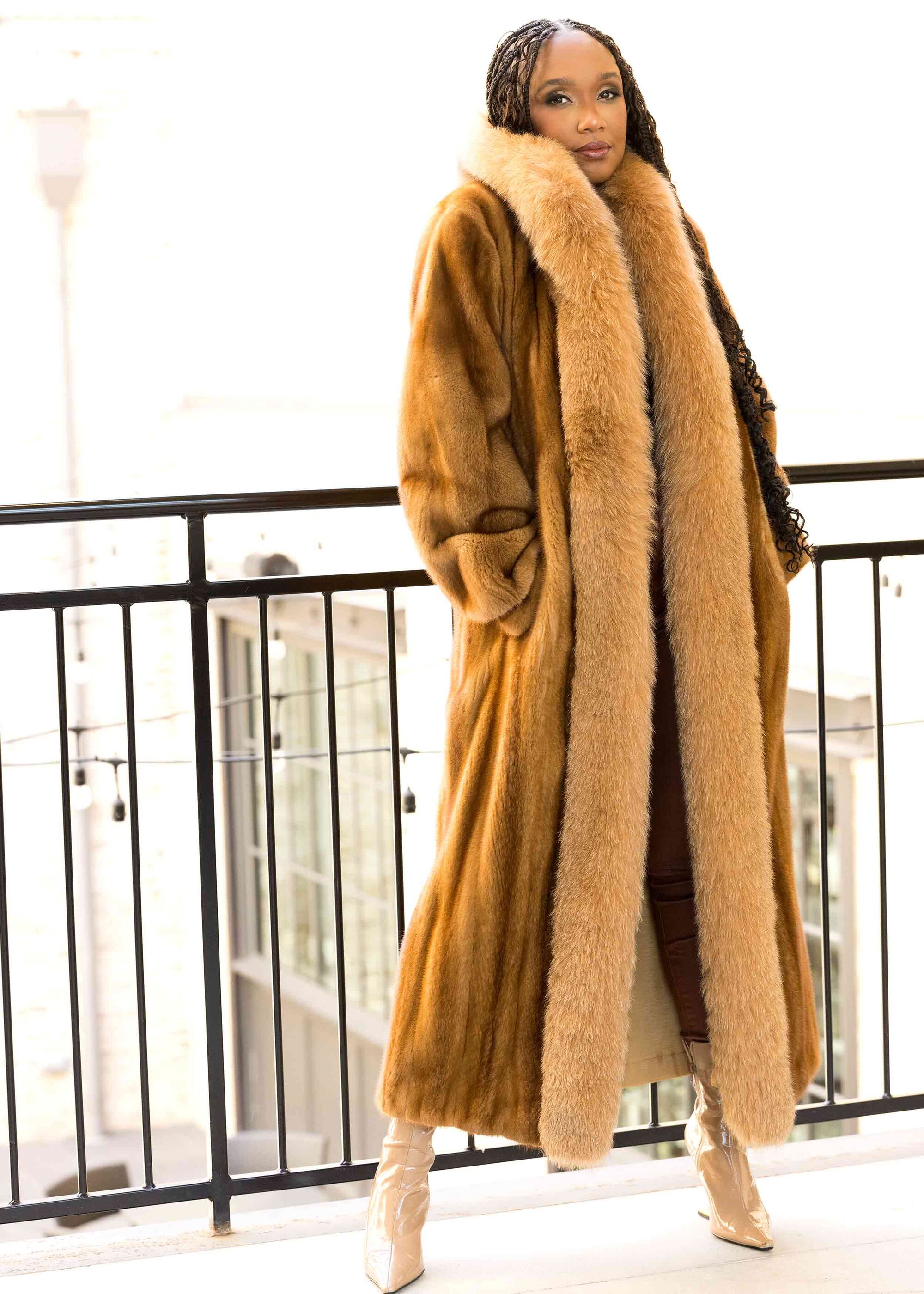 Shop Full Length Mink Fur Coat with Fox Tux